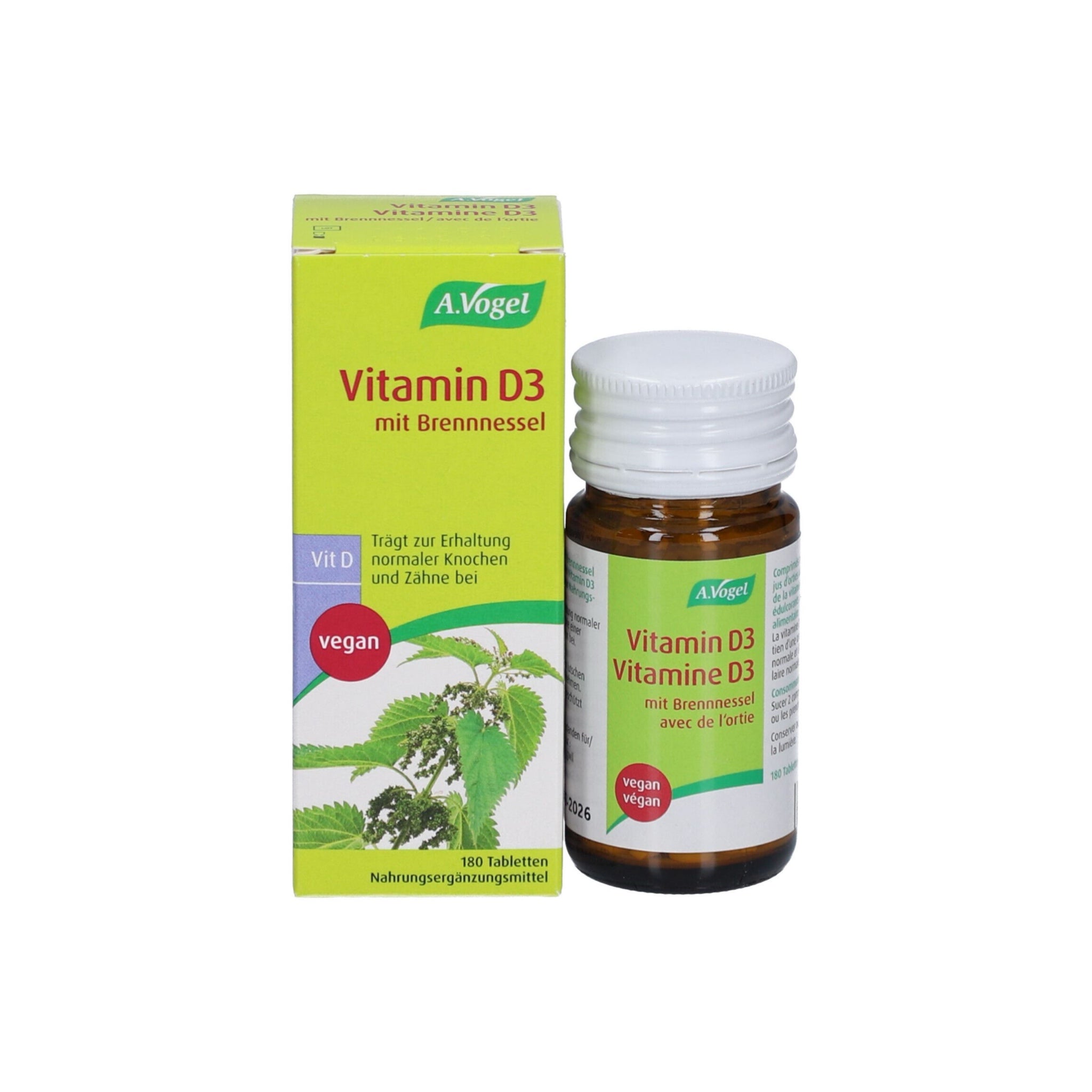 Vitamin D3 mit Brennnessel - 180 Tabletten