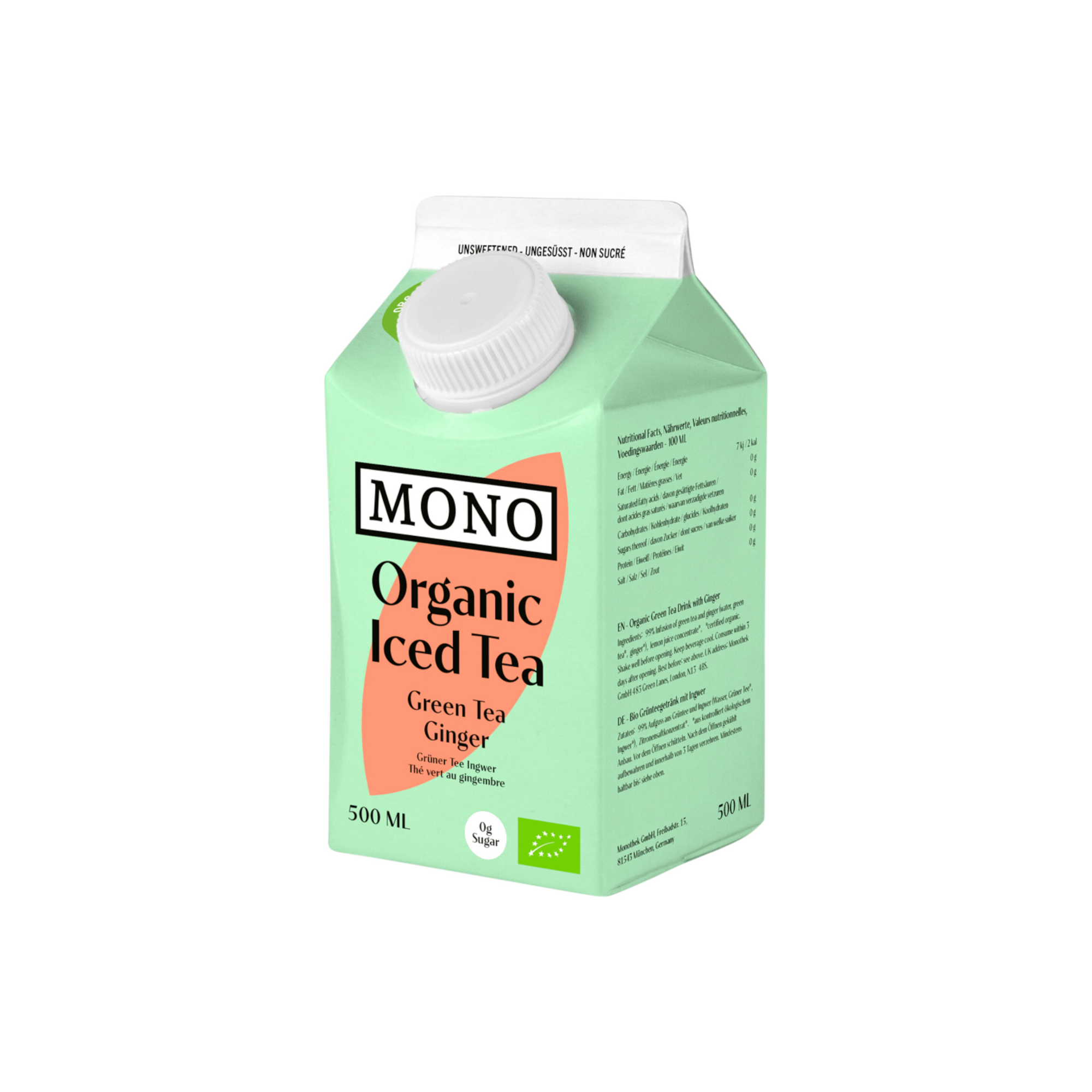 Iced Tea - Green Tea & Ginger unsweetened Organic 500ml
