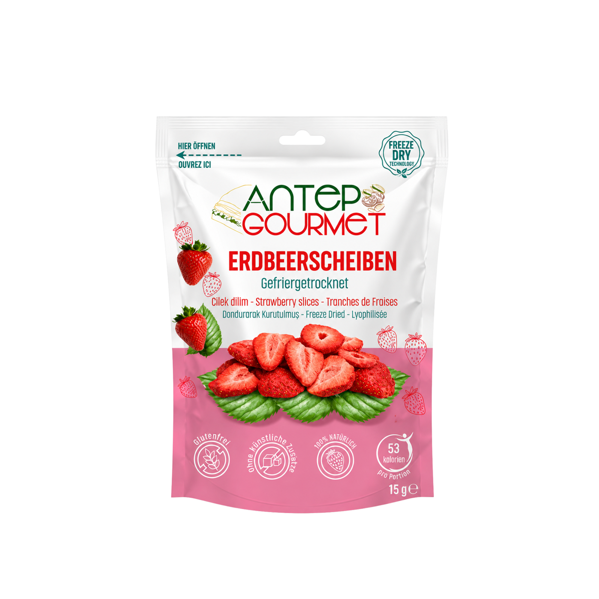 Tranches de fraises lyophilisées 15g