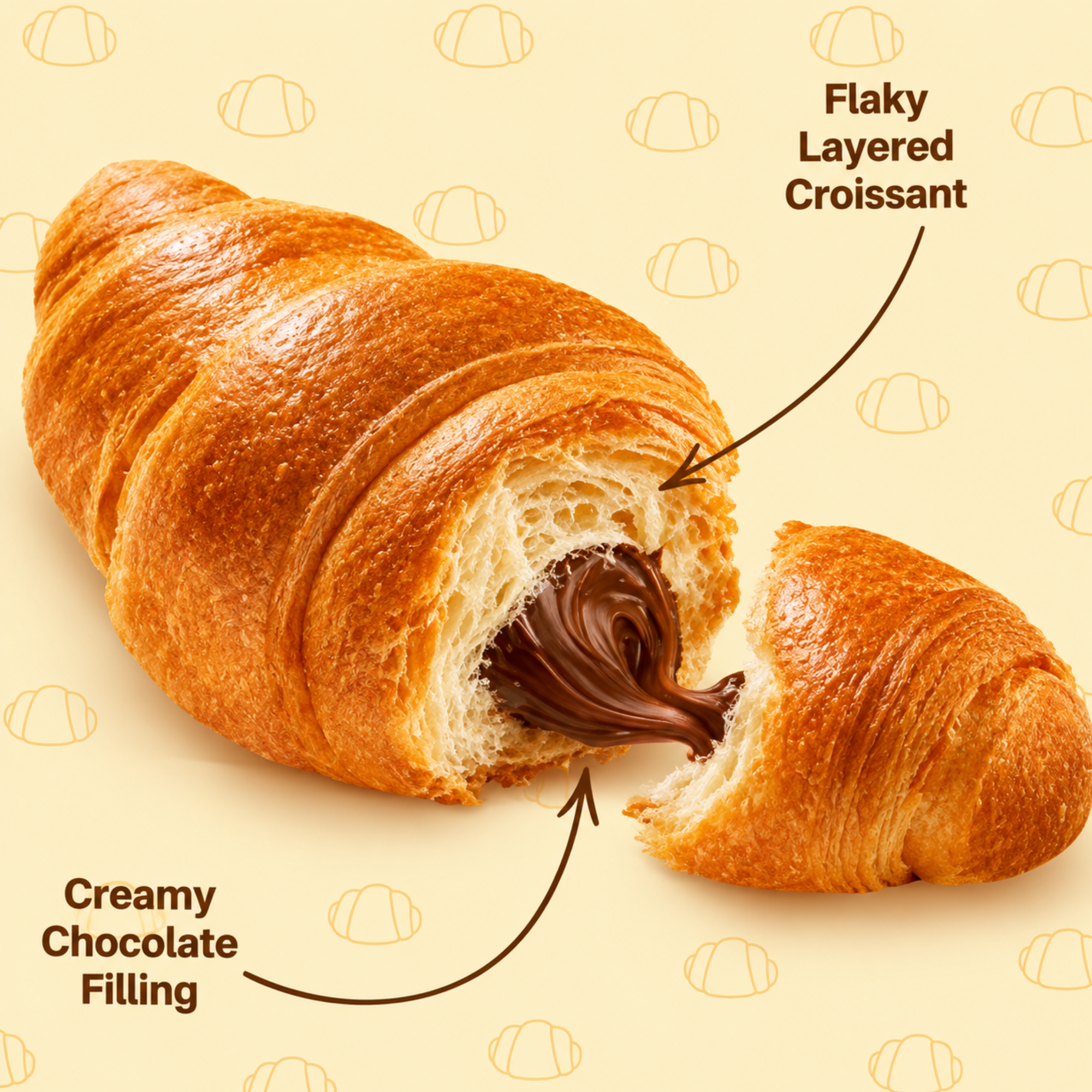Croissant with cocoa cream filling 60g