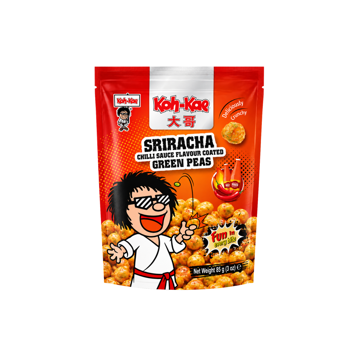 Geröstete Erbsen Sriracha 85g