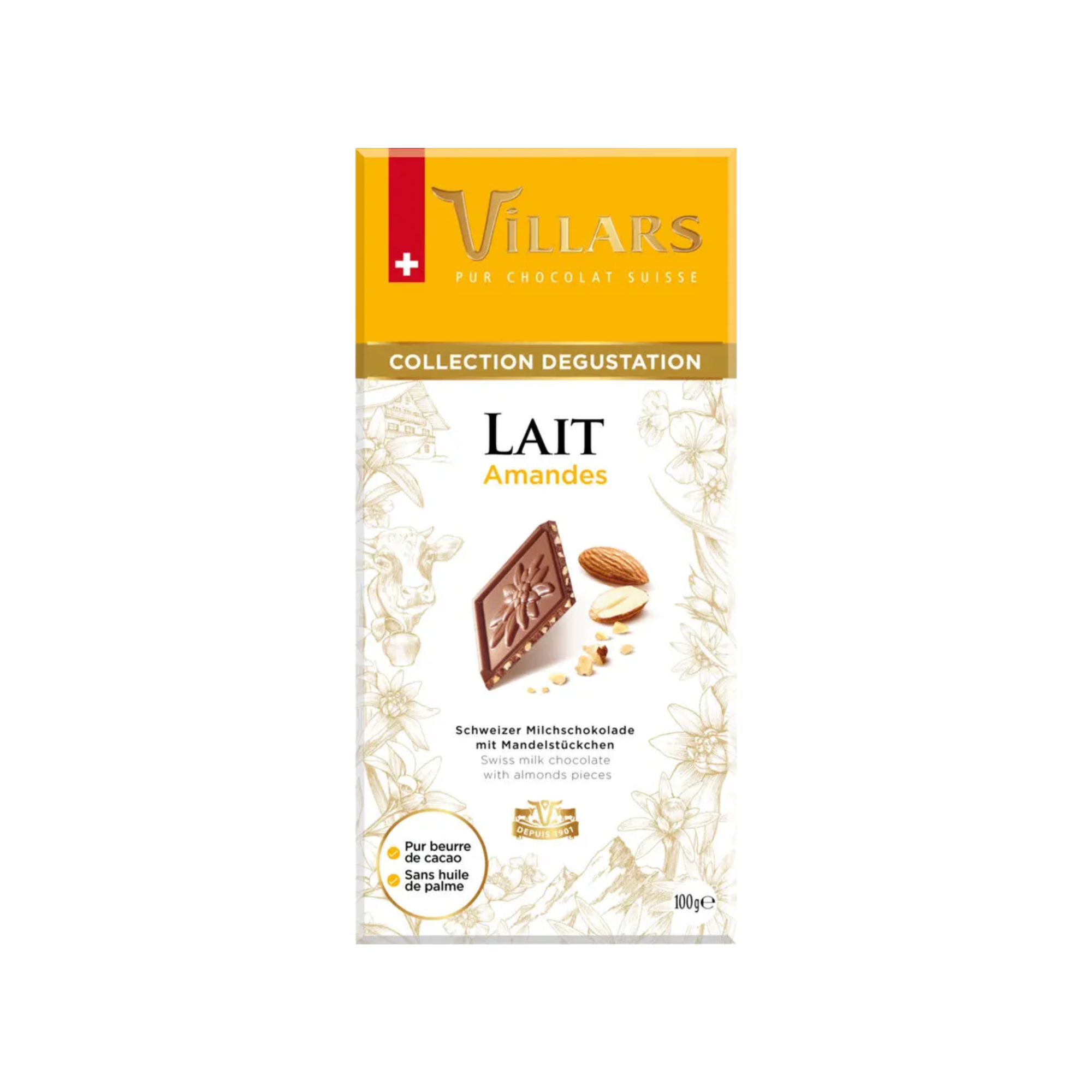 Chocolat au lait amandes 100g