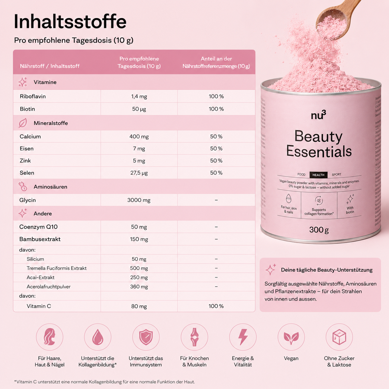 nu3 Beauty Essentials Powder - Berry 300g