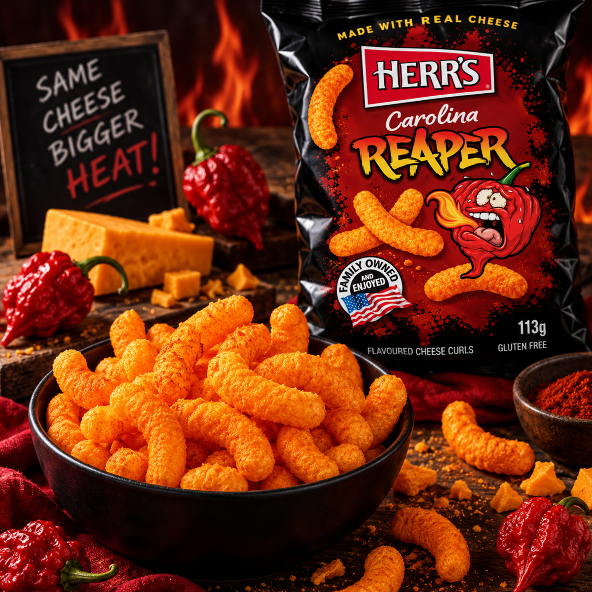 Carolina Reaper Cheese Curls 113g