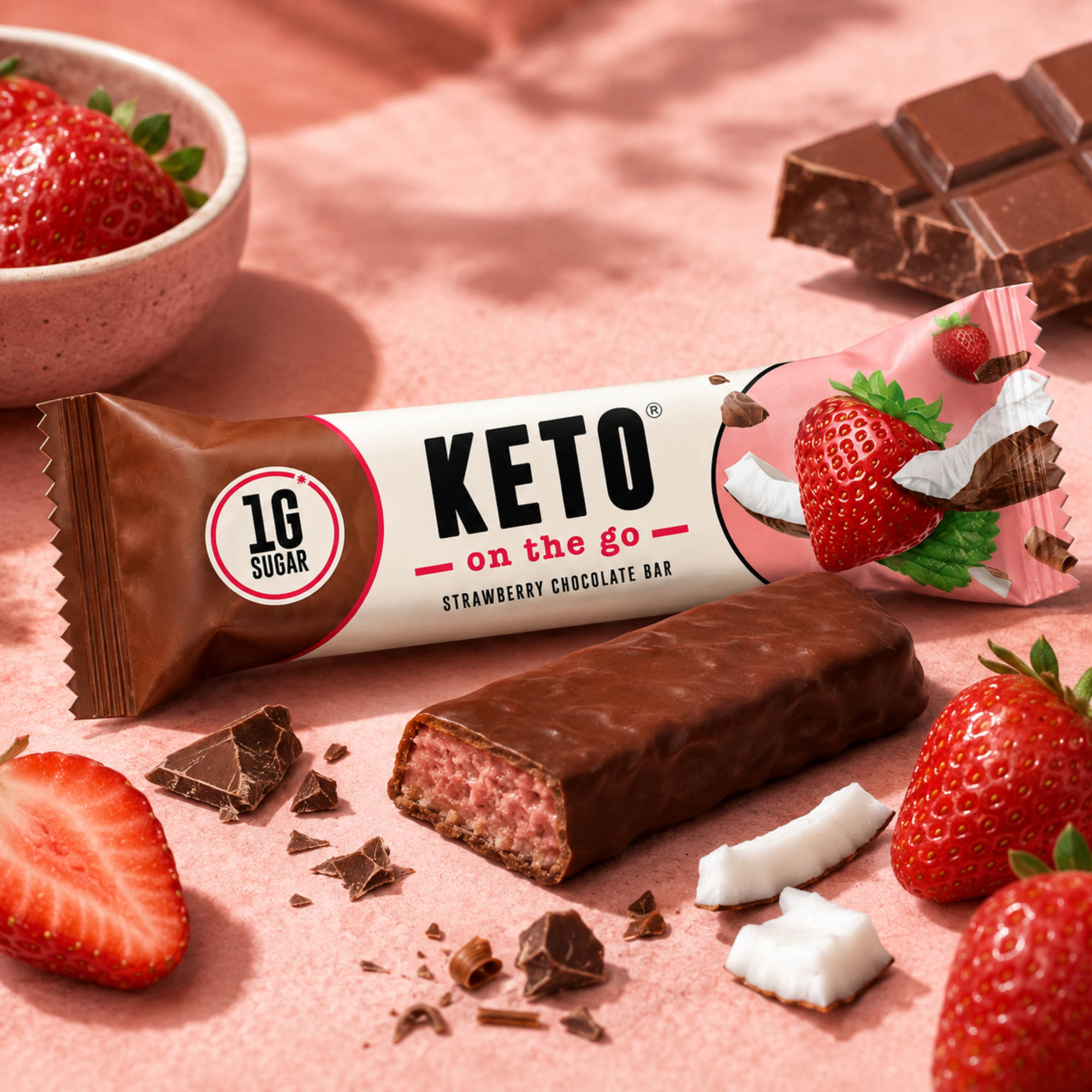 Keto Bar Strawberry Chocolate 3er Pack - 105g