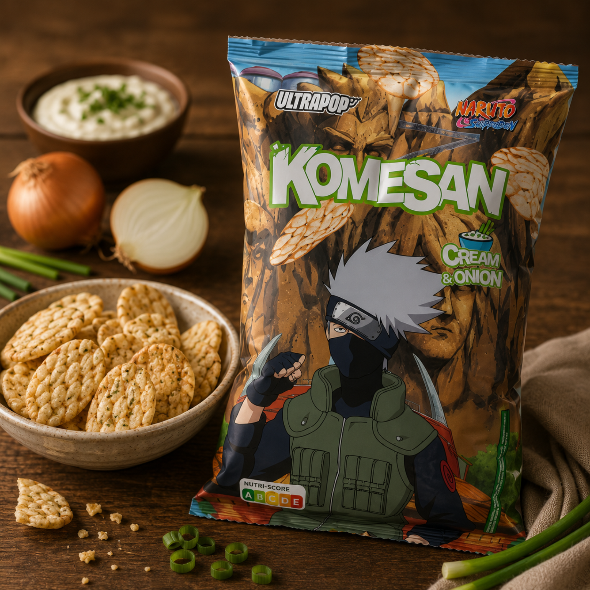 Chips de riz Komesan - Crème et oignon Kakashi 60g