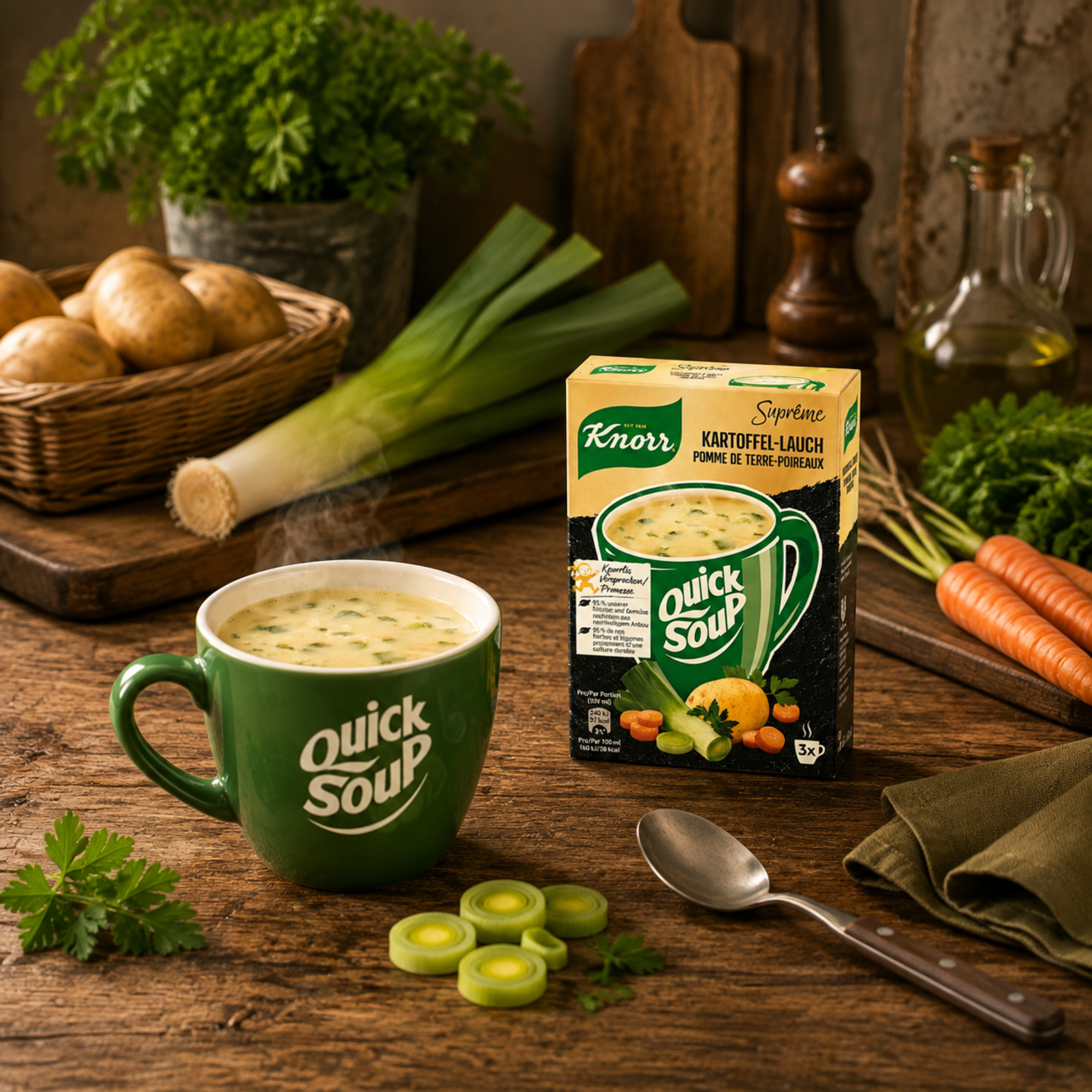 Knorr Suprême Quick Soup Kartoffel und Lauch 3er Pack - 12 x 48g