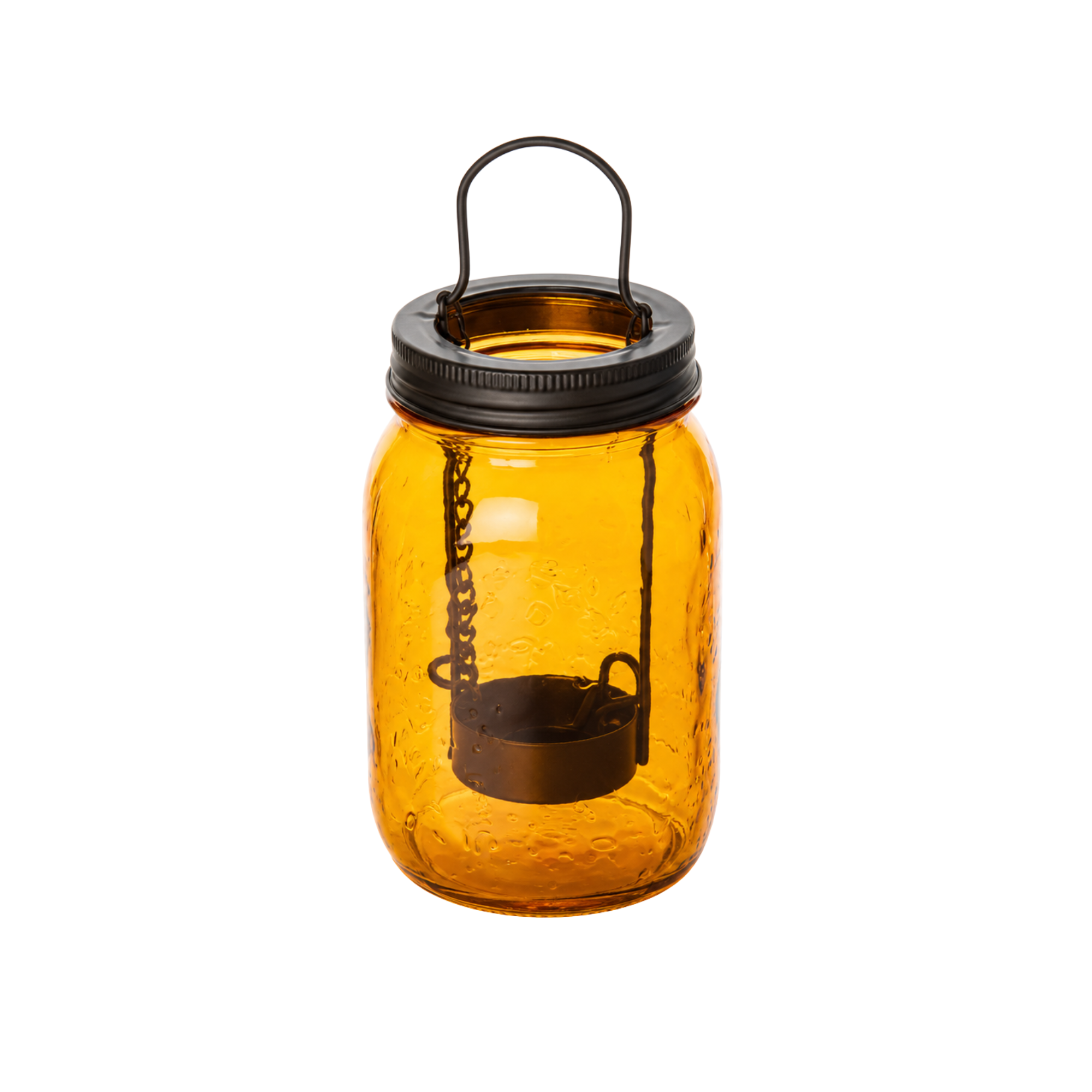 Mason Jar mit Teelichteinsatz Orange
