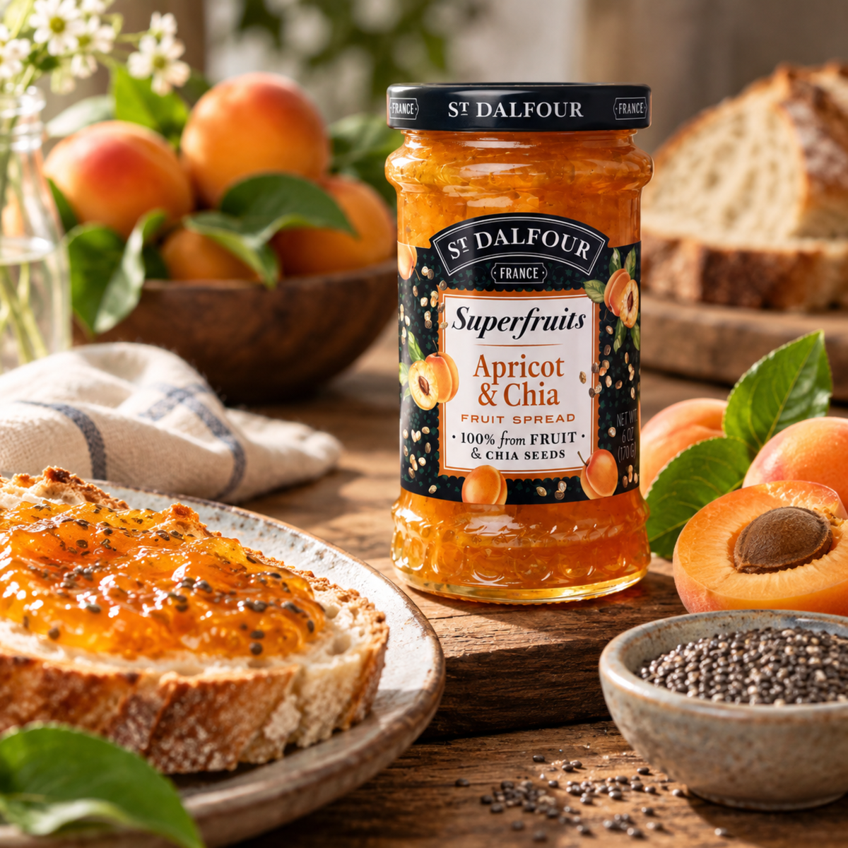 Confiture d'abricots aux graines de chia 170g