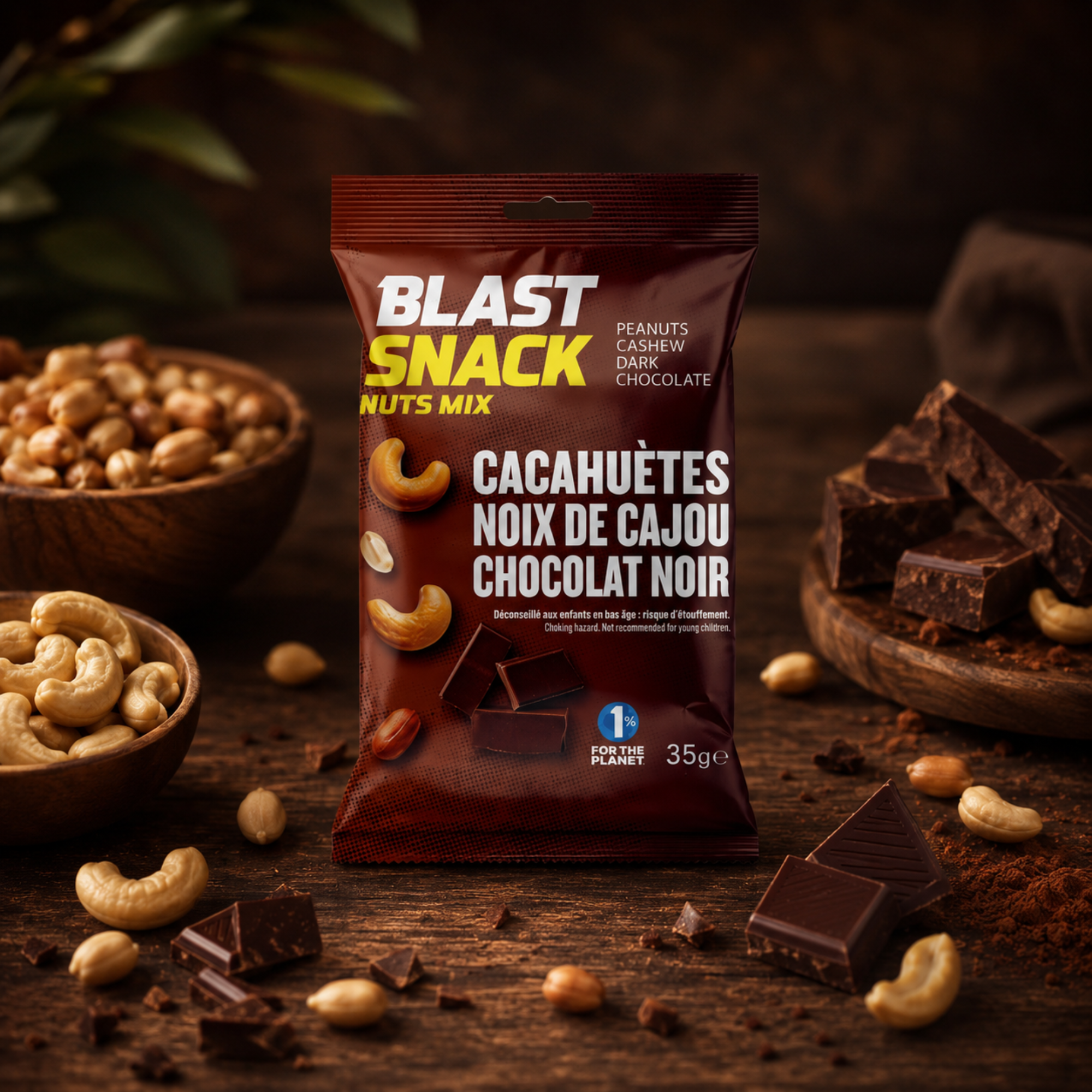 Cashews, Peanuts & Dark Chocolate Mix 35g