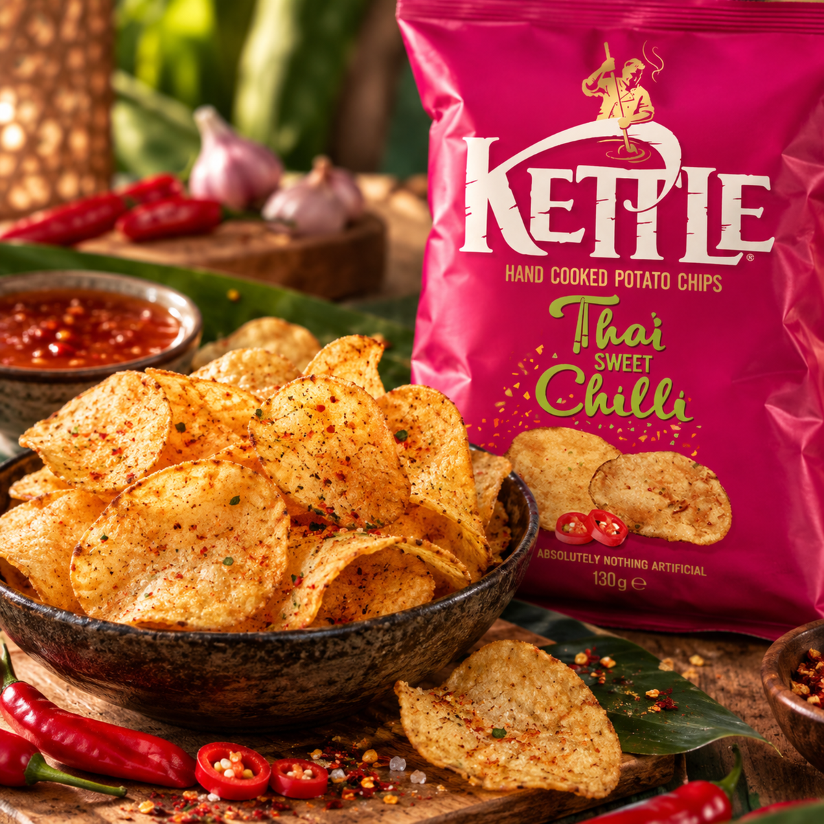 Chips thaïlandaises cuites à la main au piment doux 130 g