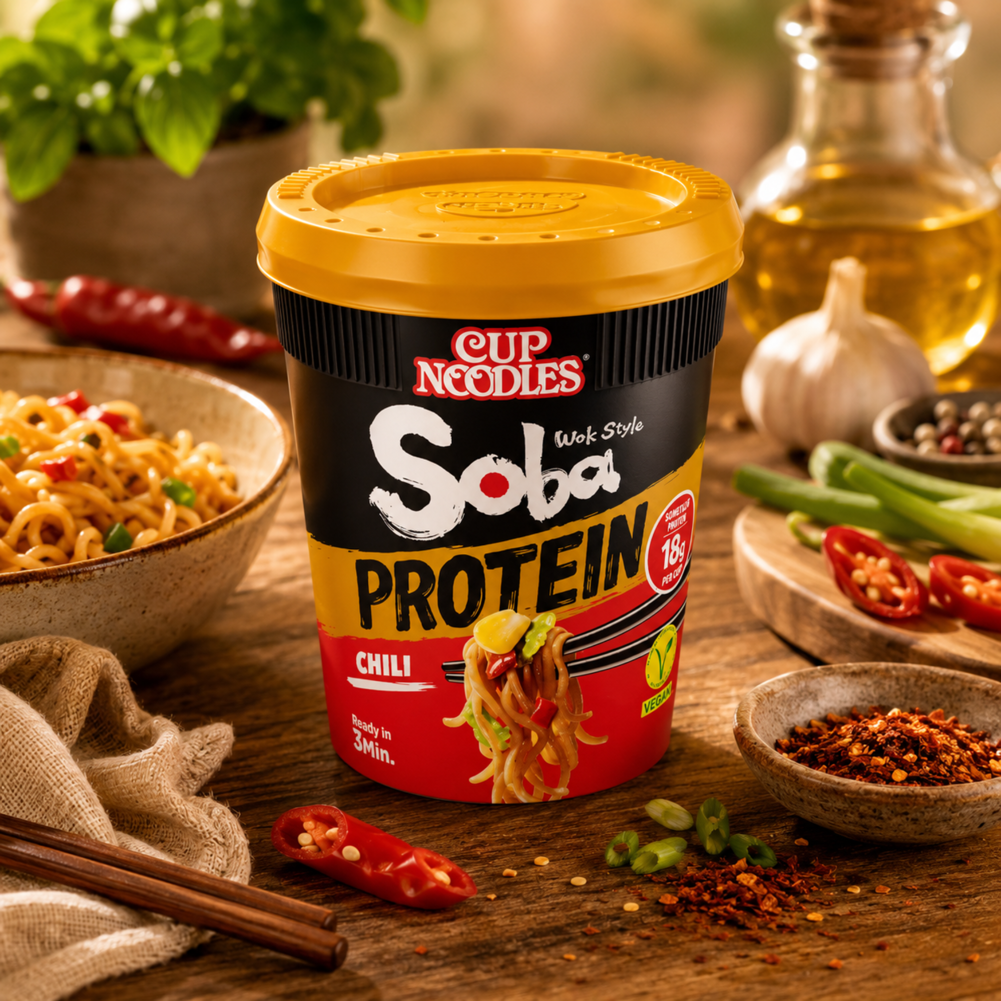 Protein Soba Cup Noodles Chili 93g