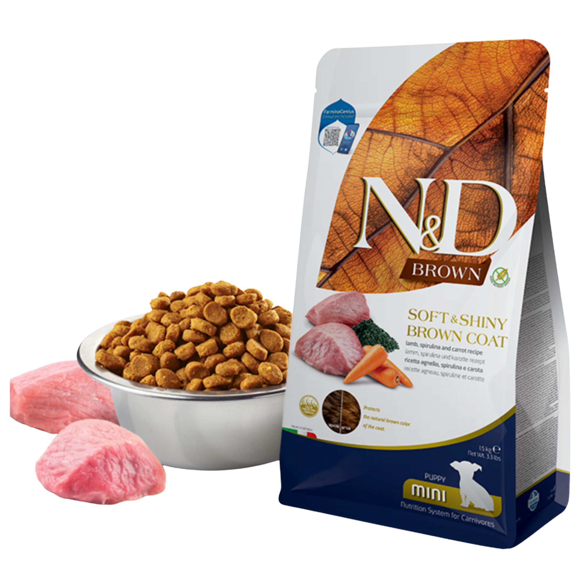 Aliment pour chiots Puppy Mini Agneau, Spiruline & Carotte 1,5 kg