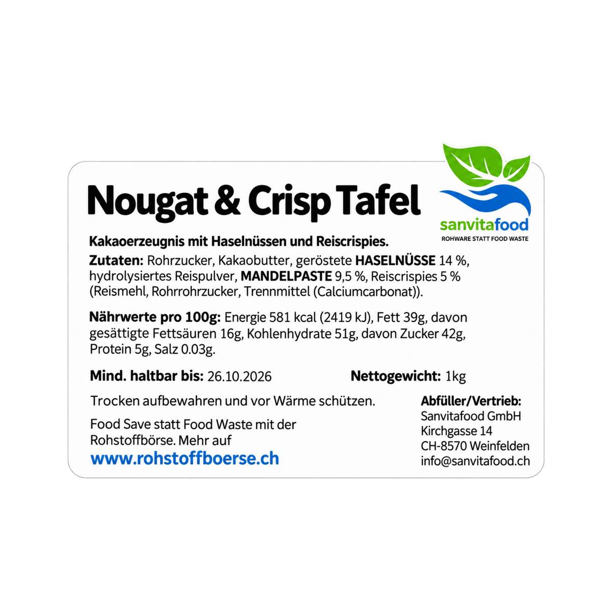 Nougat & Crisp Bruchschokolade 1kg