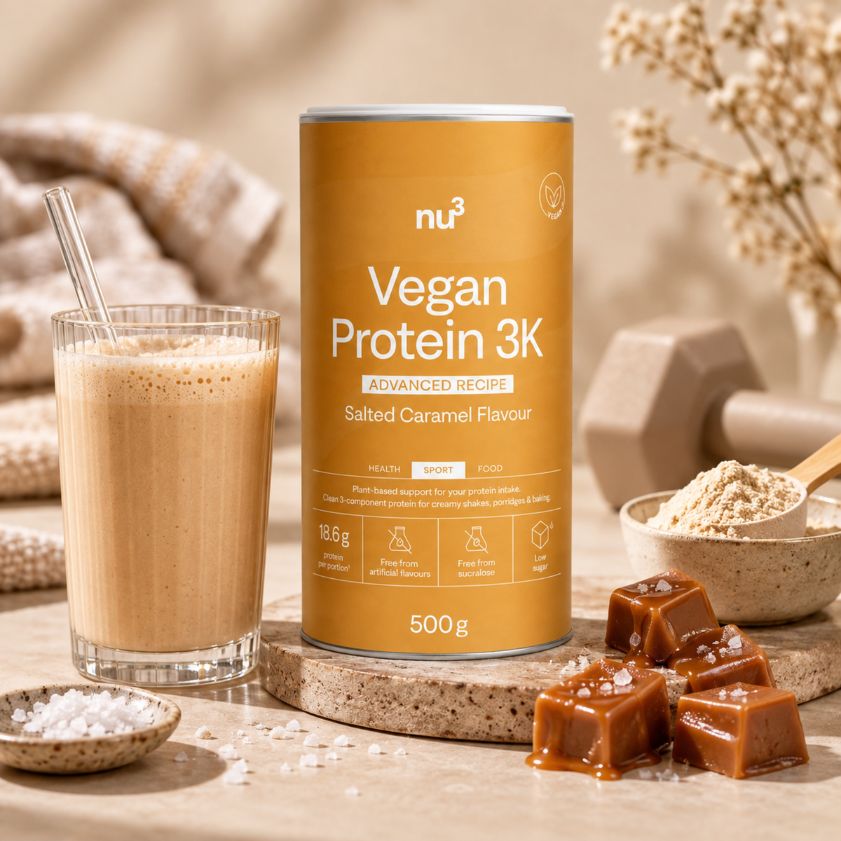 nu3 Vegan Protein 3K - Salted Caramel - 500g