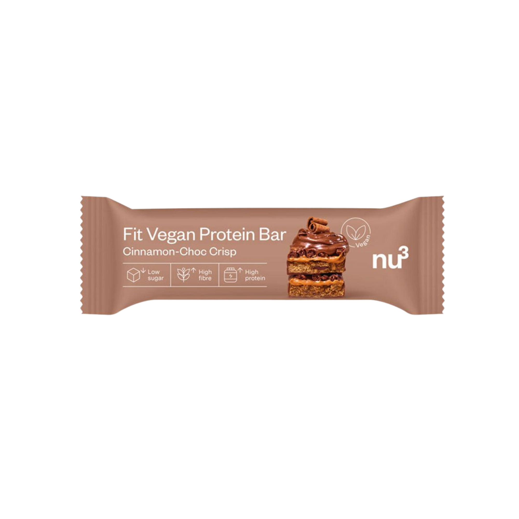 nu3 Fit Vegan Protein Bar Cinnamon Choc Crisp 12 x 50g