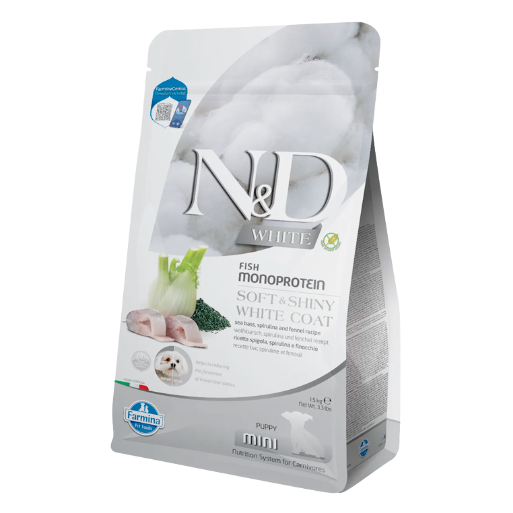 Hundefutter Puppy Mini mit Wolfsbarsch, Spirulina & Fenchel 1,5kg