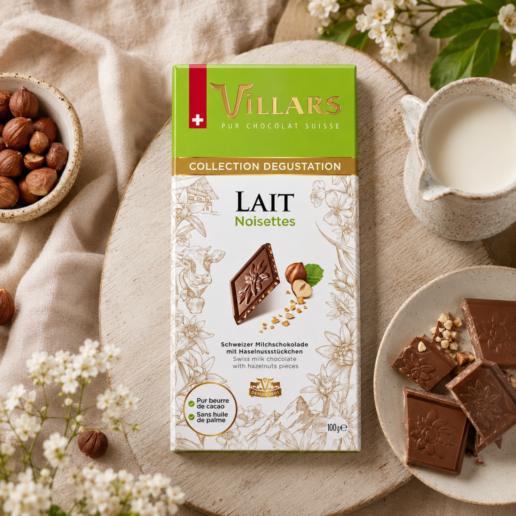 Schweizer Milchschokolade mit Haselnüssen 100g