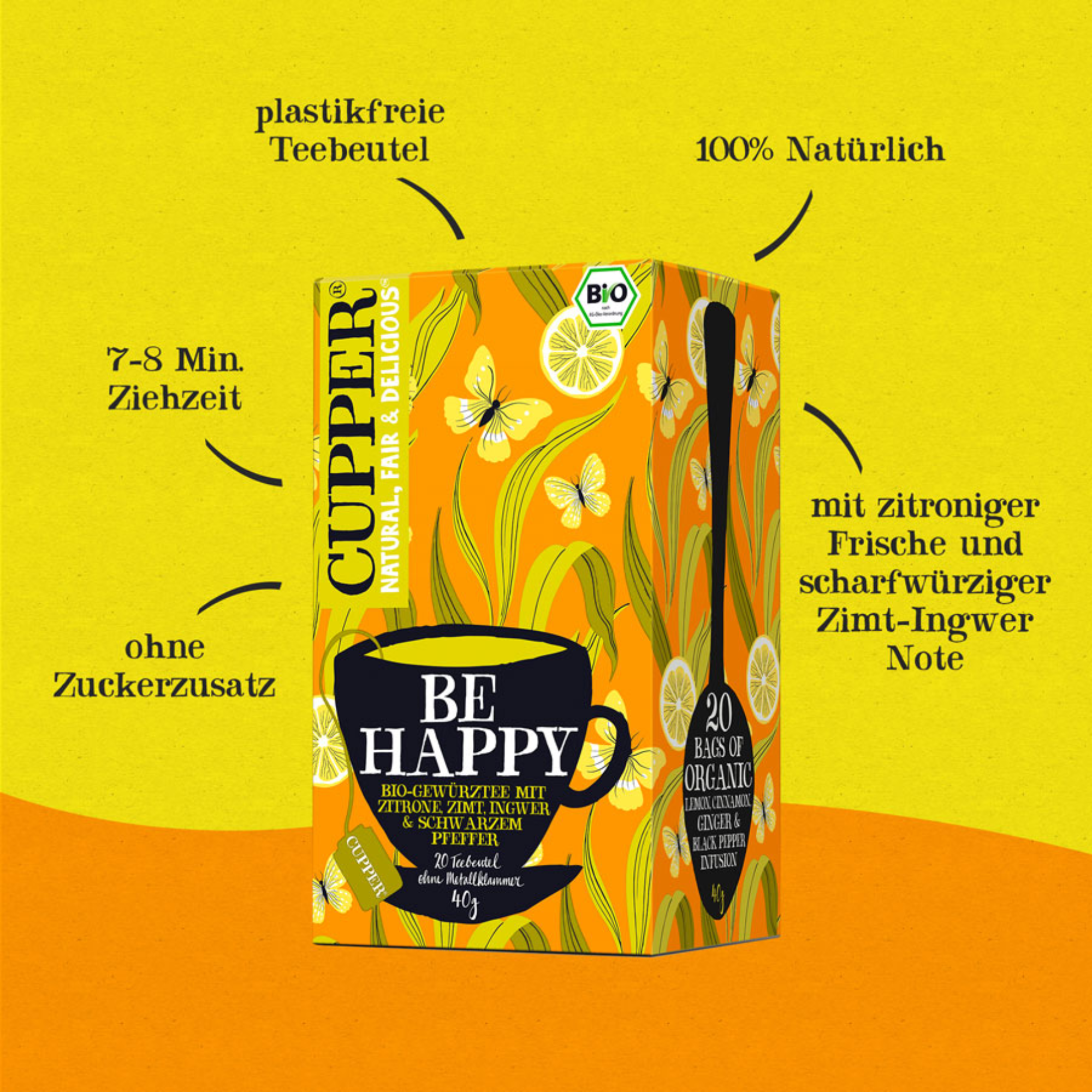 Cupper Tea Be Happy Bio 20 Beutel - 40g