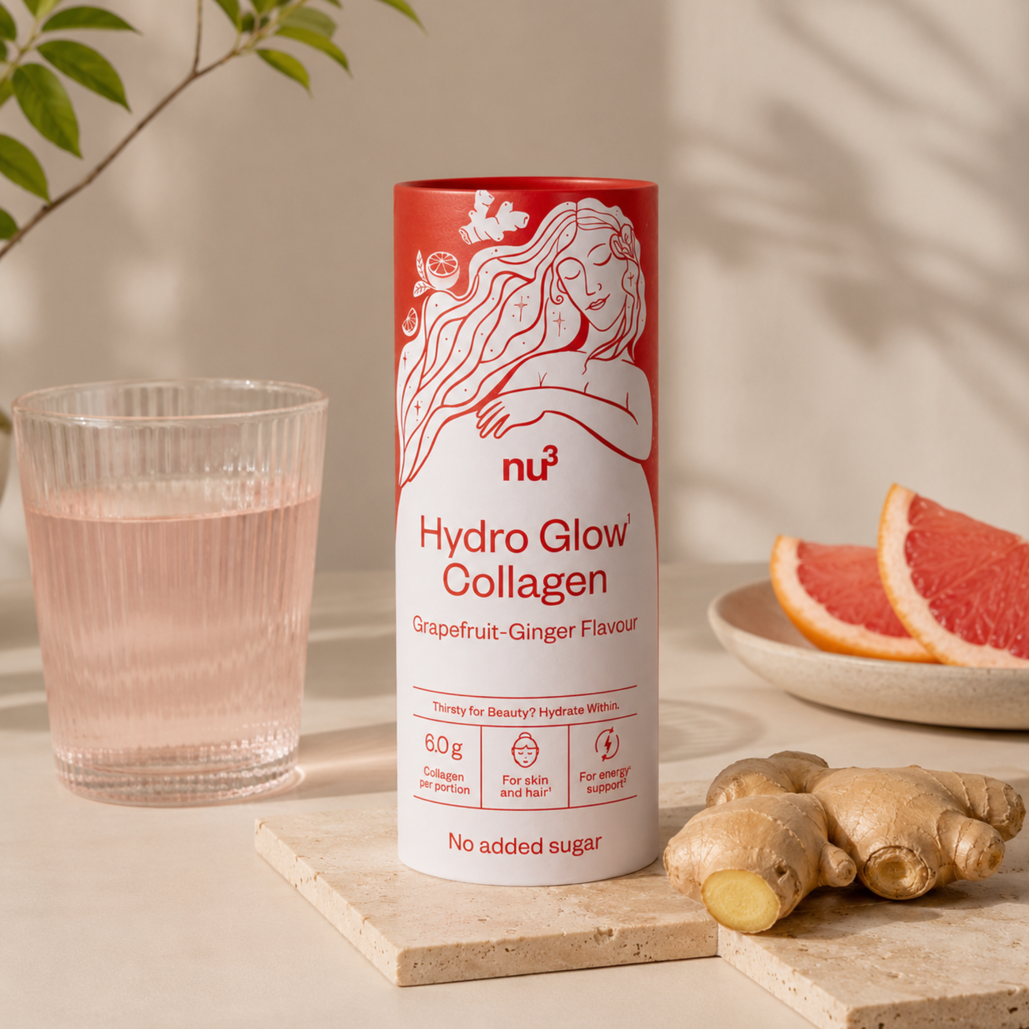 nu3 Hydro Glow Collagen - Grapefruit Ginger Flavour 240ml