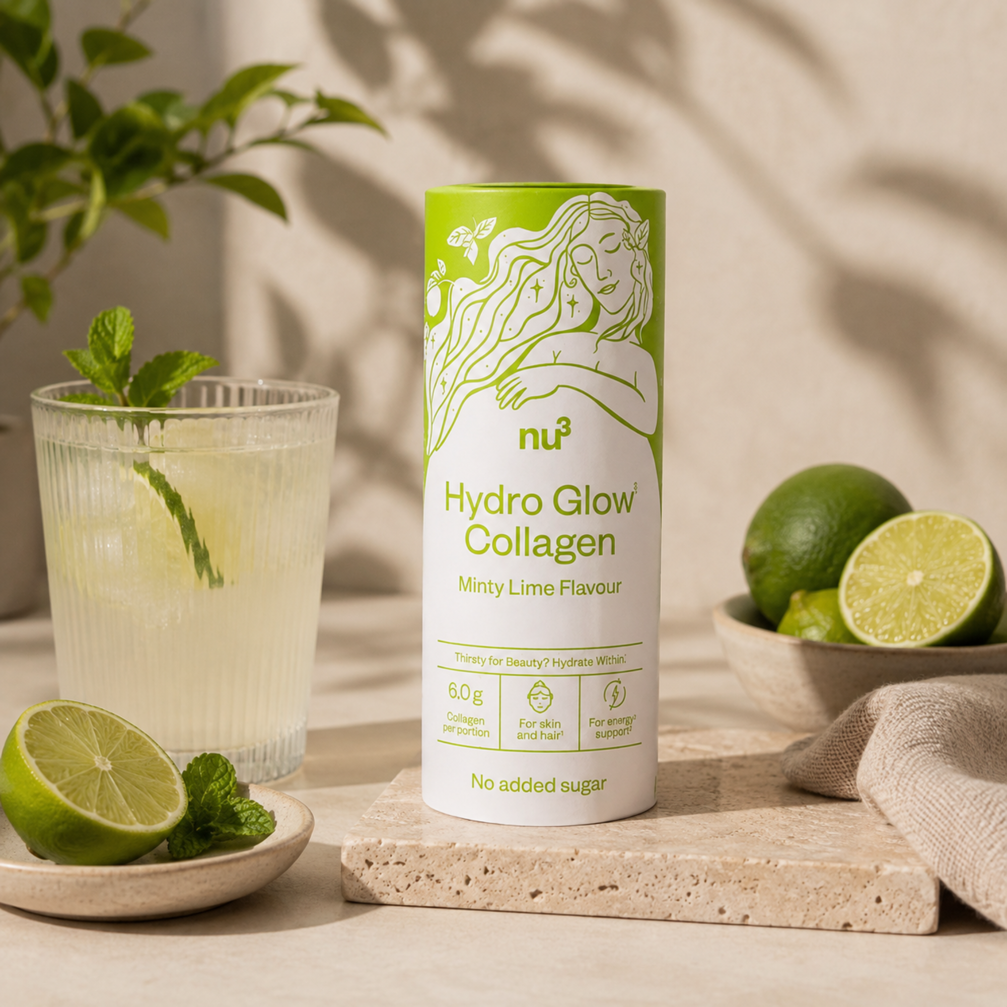 nu3 Hydro Glow Collagène - saveur Citron Vert Menthe 240ml