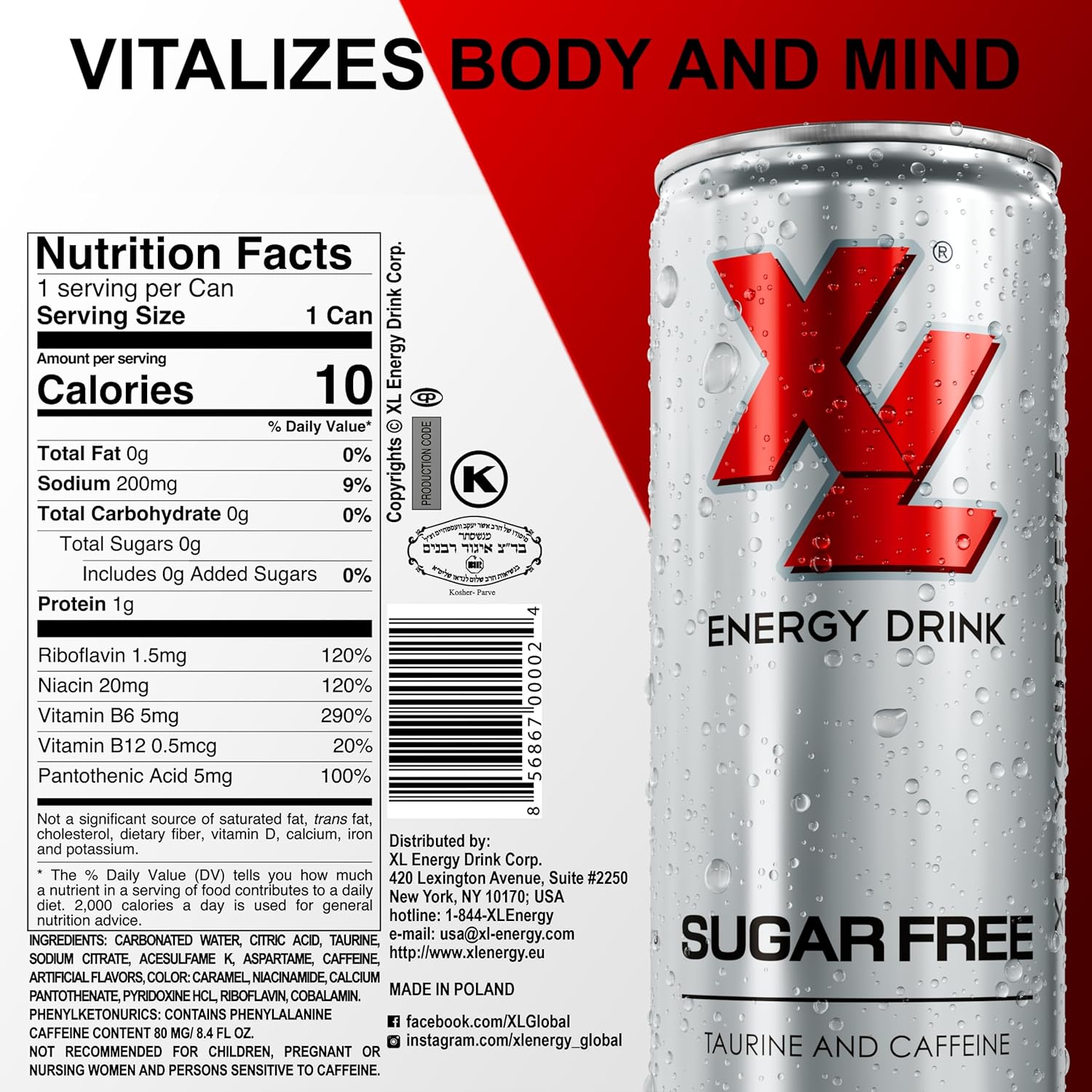 XL Energy Drink Sugarfree 250ml