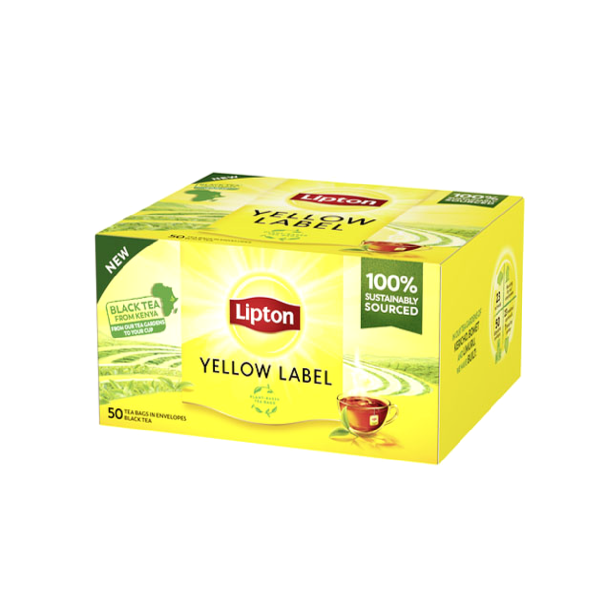 Thé noir Lipton, étiquette jaune, paquet de 50 à 100 g