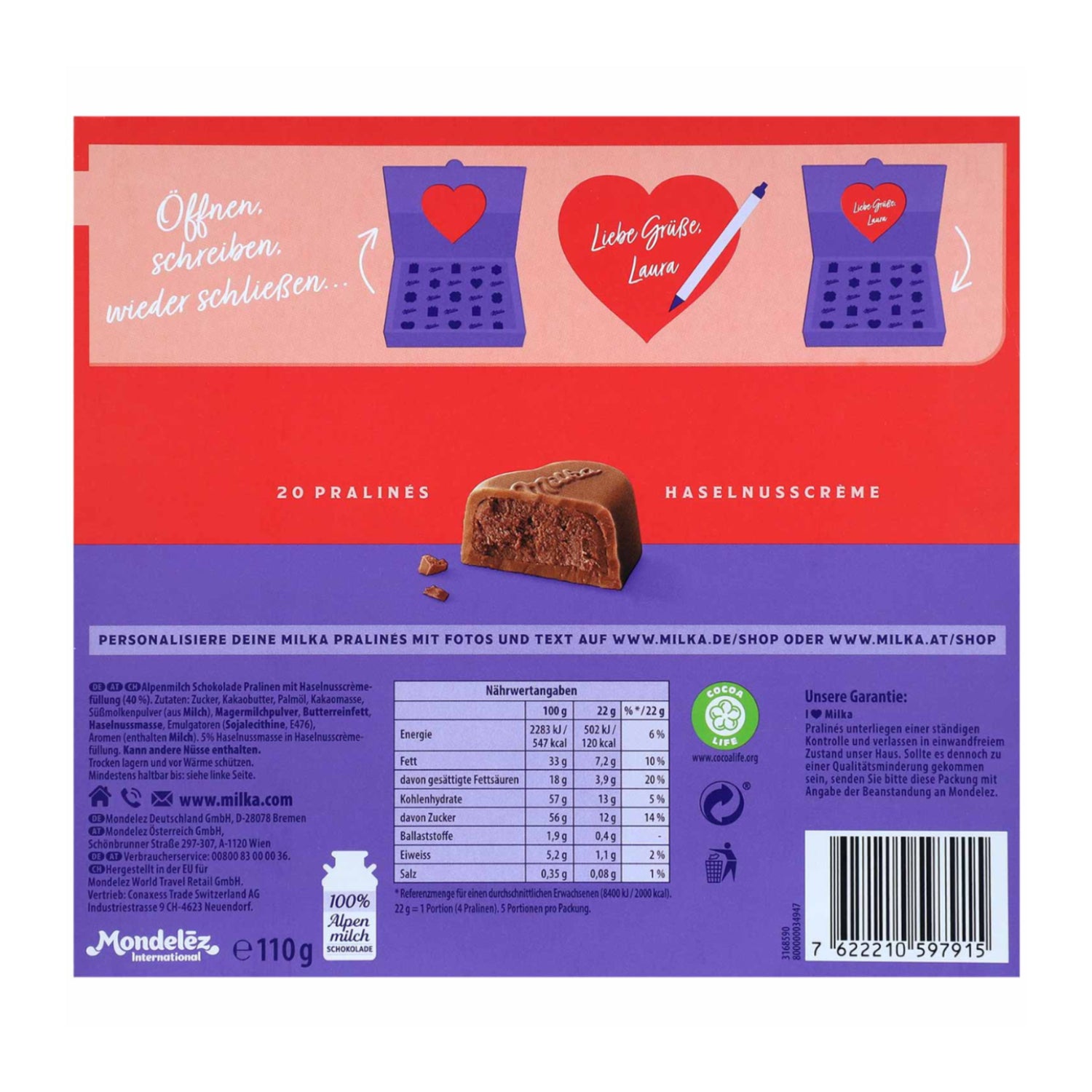 Pralinés Haselnusscrème 110g