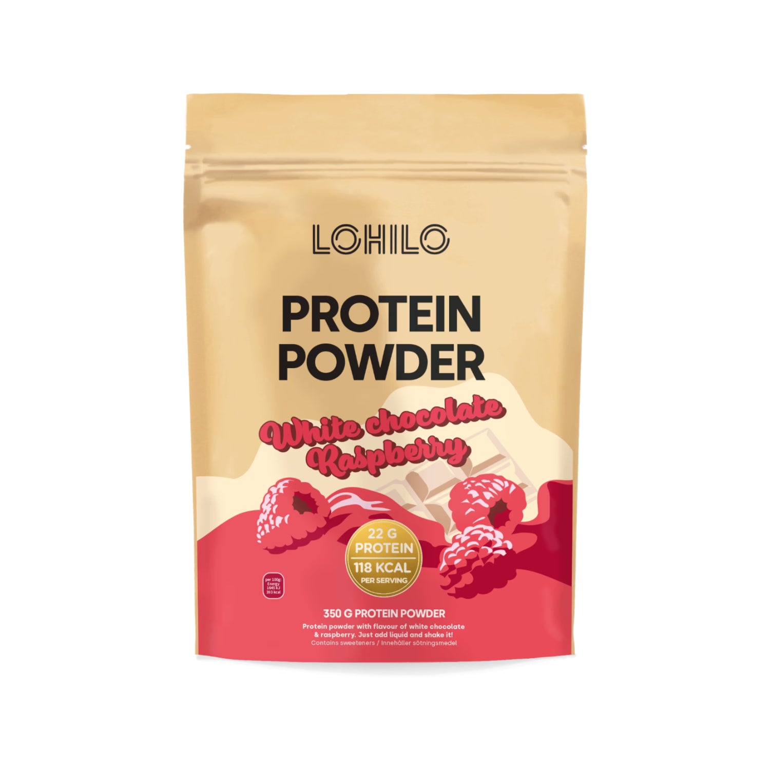 Poudre riche en protéines Framboise et chocolat blanc 350 g