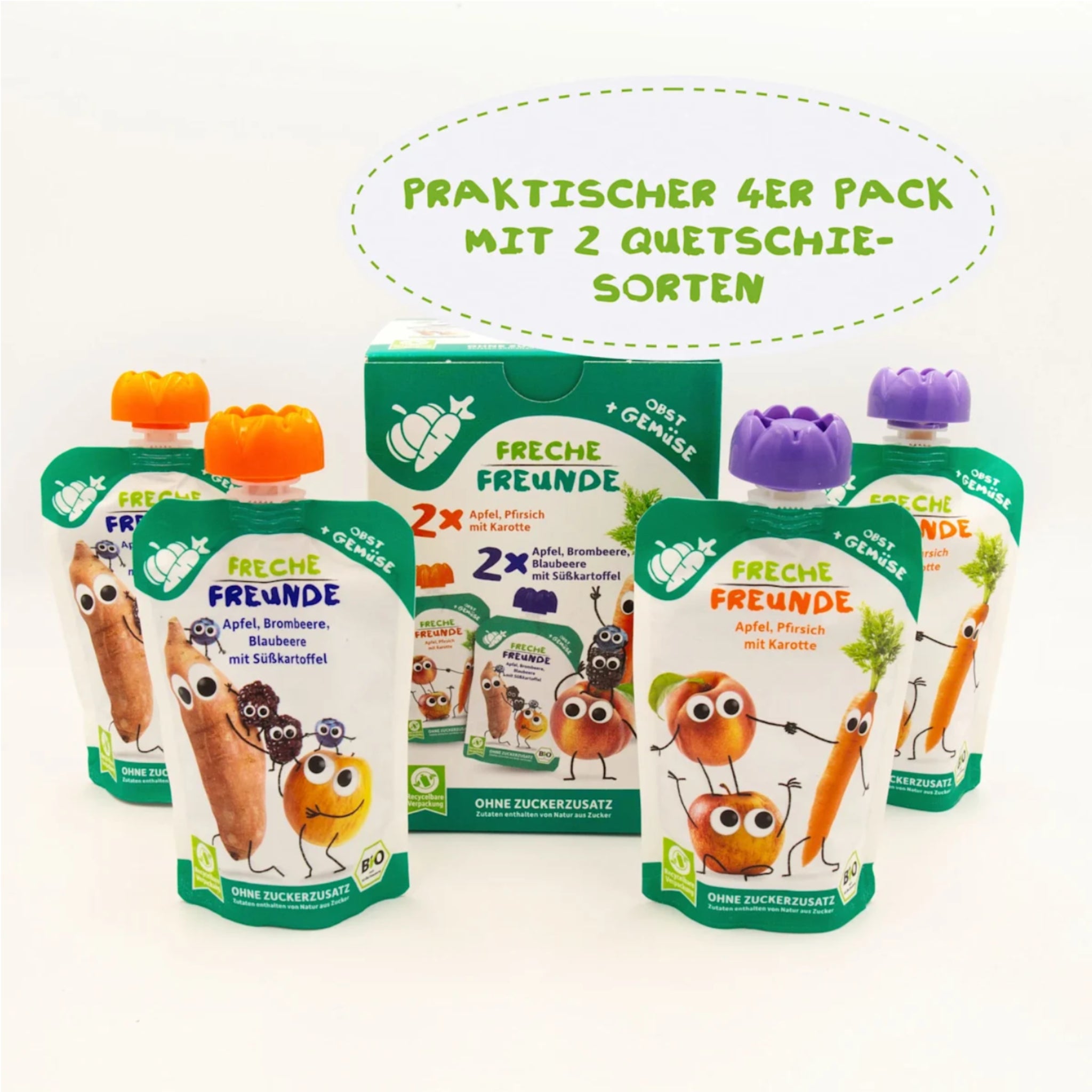 Sachets compressibles Mélange de fruits et légumes bio, lot de 4 - 400 g
