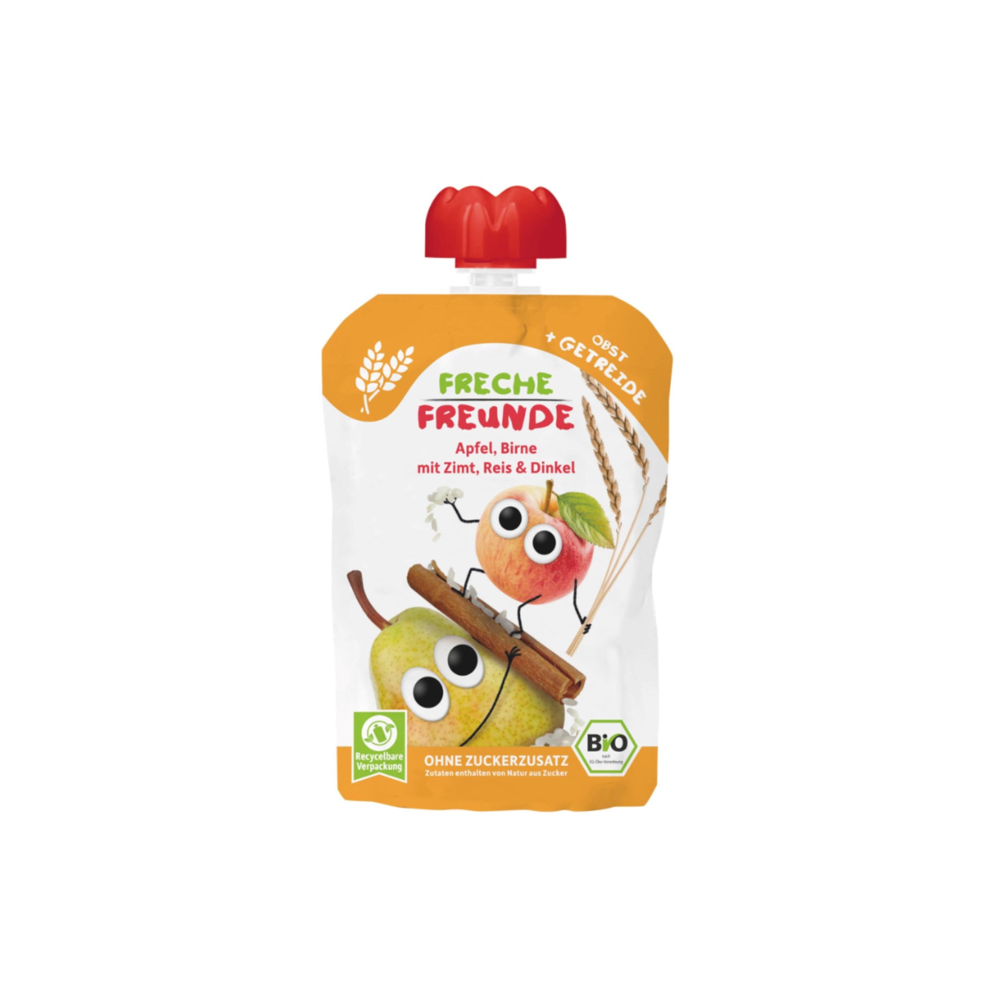 Quetschbeutel Apfel Birne Zimt Reis und Dinkel Bio 6 x 100g