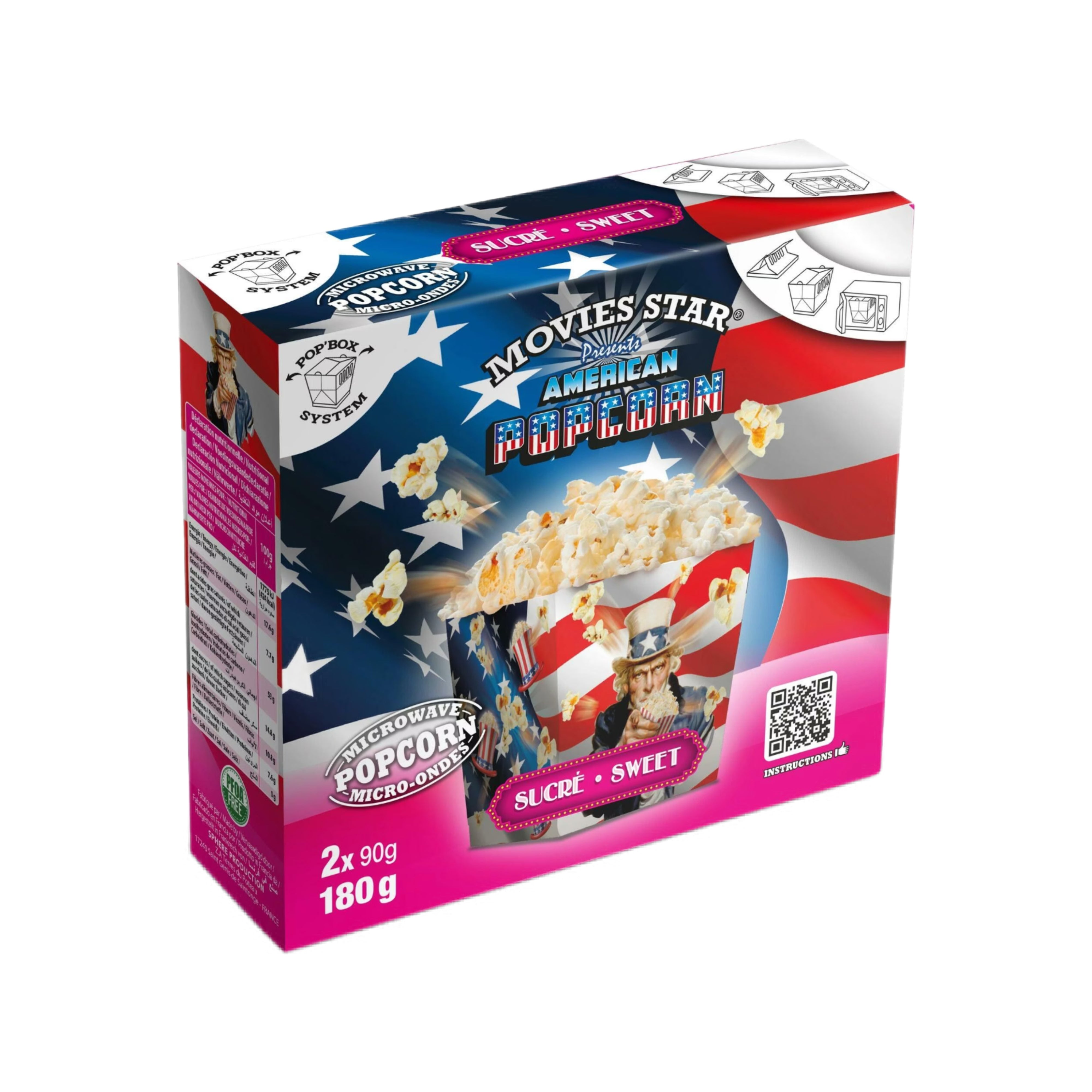 Popcorn Box Mikrowelle Süss 2er Pack - 180g