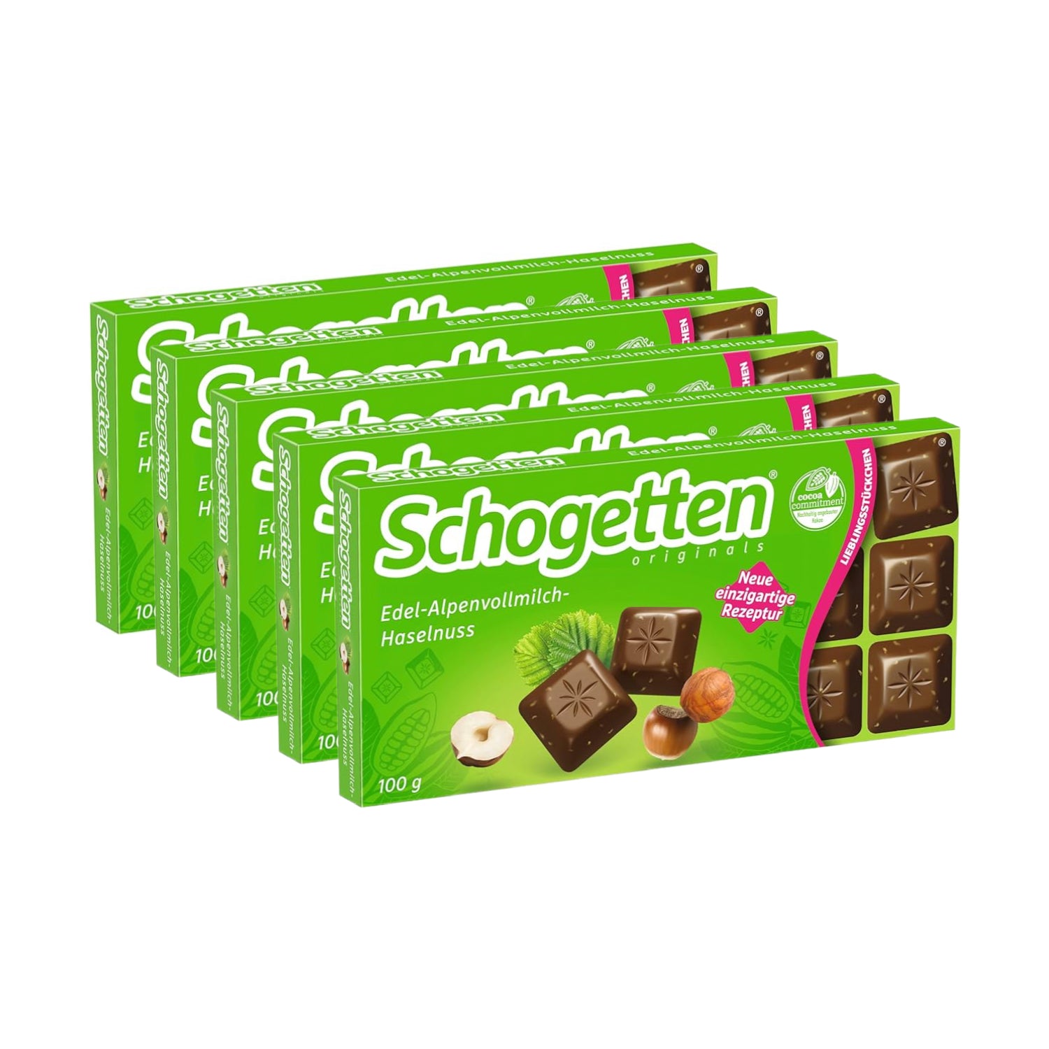 Schogetten Edel Alpenvollmilch Haselnuss 5 x 100g
