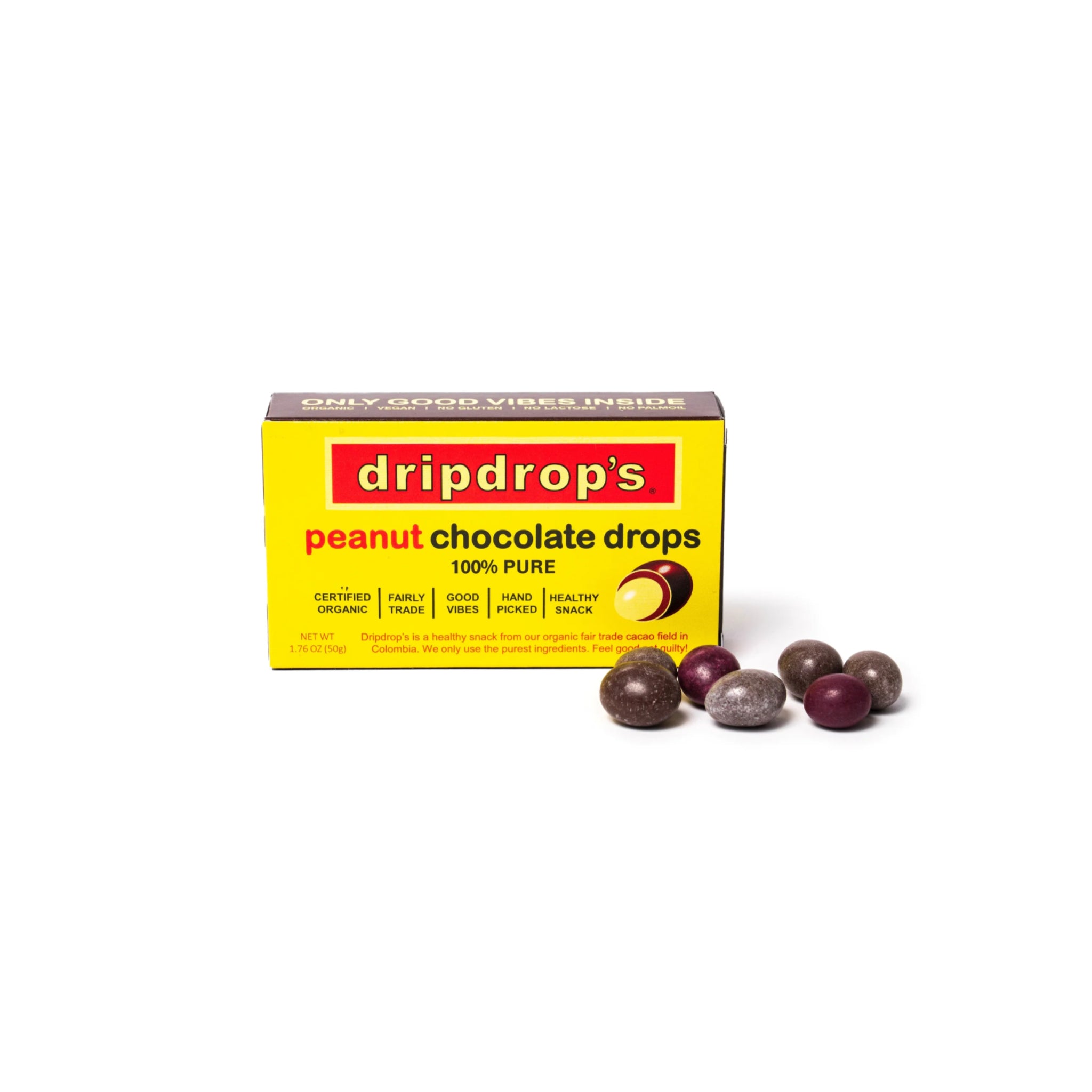 Gouttes de chocolat aux cacahuètes bio 50 g