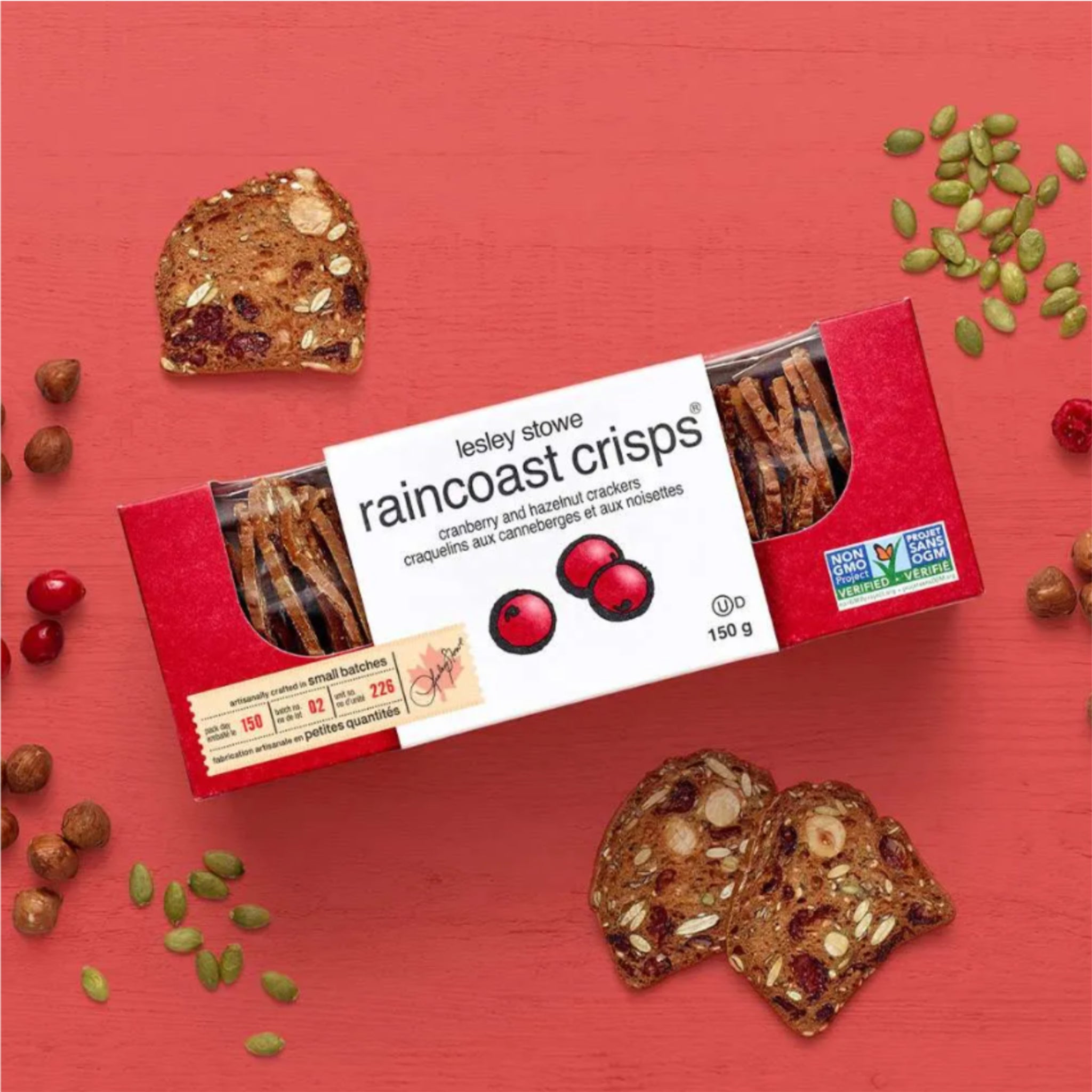 Craquelins aux canneberges et aux noisettes 150g