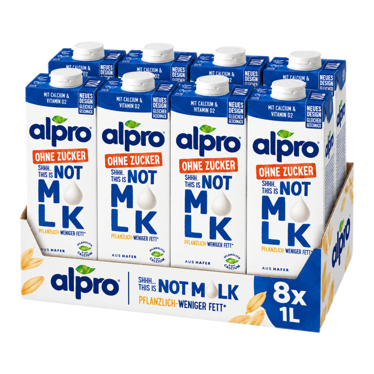 Alpro Pflanzendrink fettarm ohne Zucker 8 x 1l