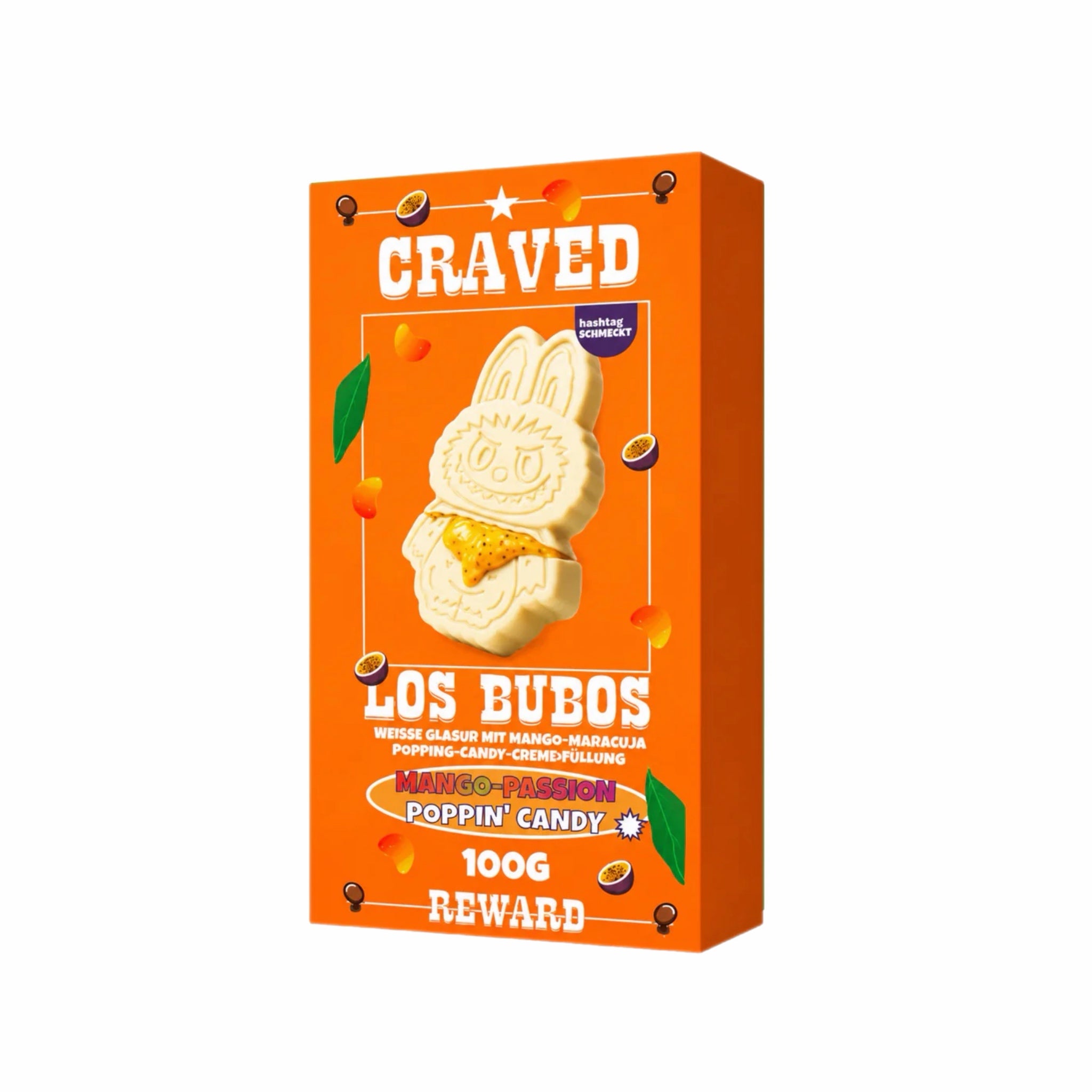 Chocolat mangue passion et billes de sucre pétillantes 100g