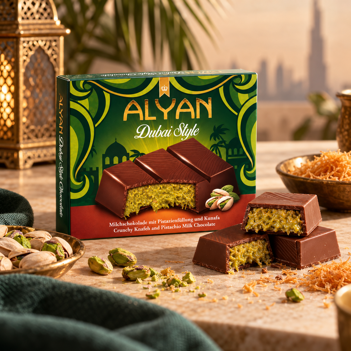 Dubai Style Schokolade Vollmilch Pistachio 100g