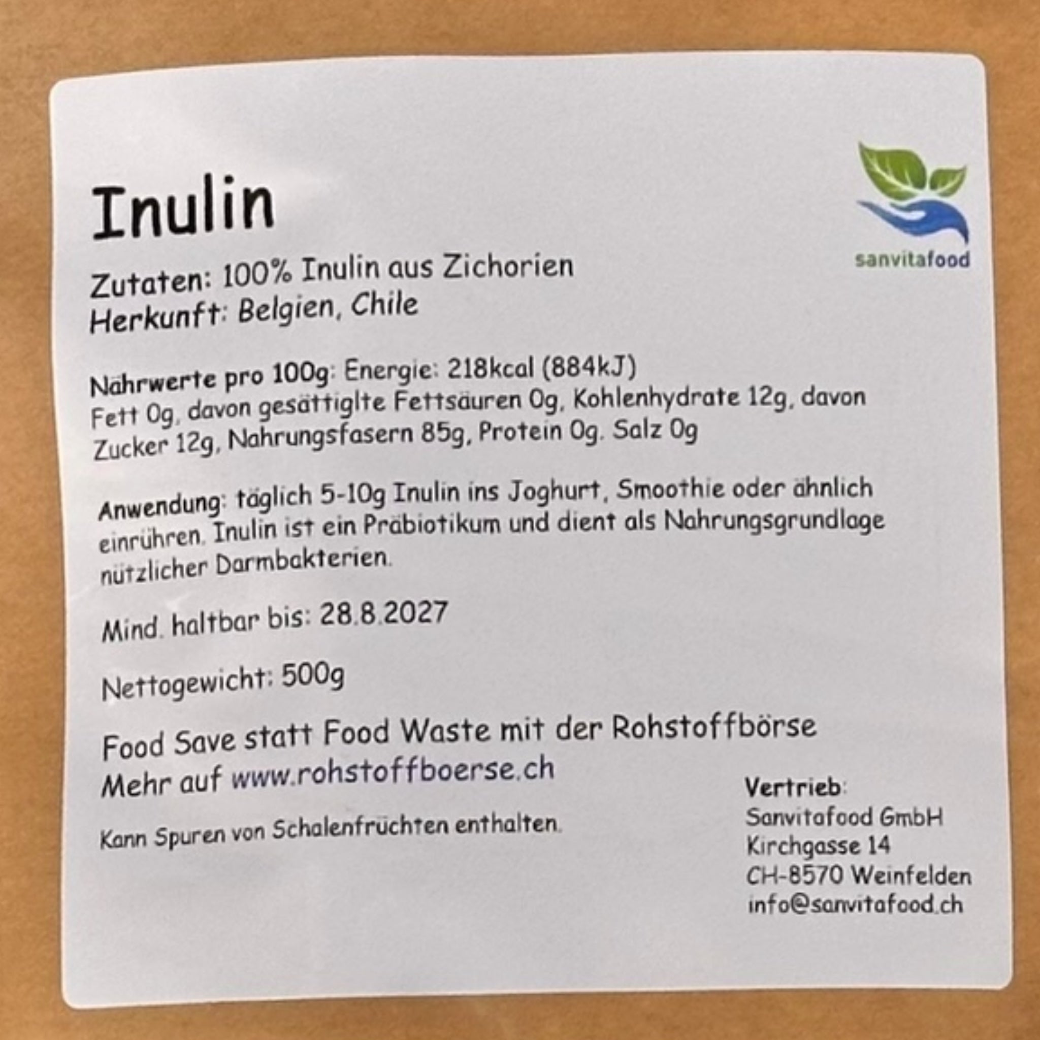 Poudre d'inuline 500 g