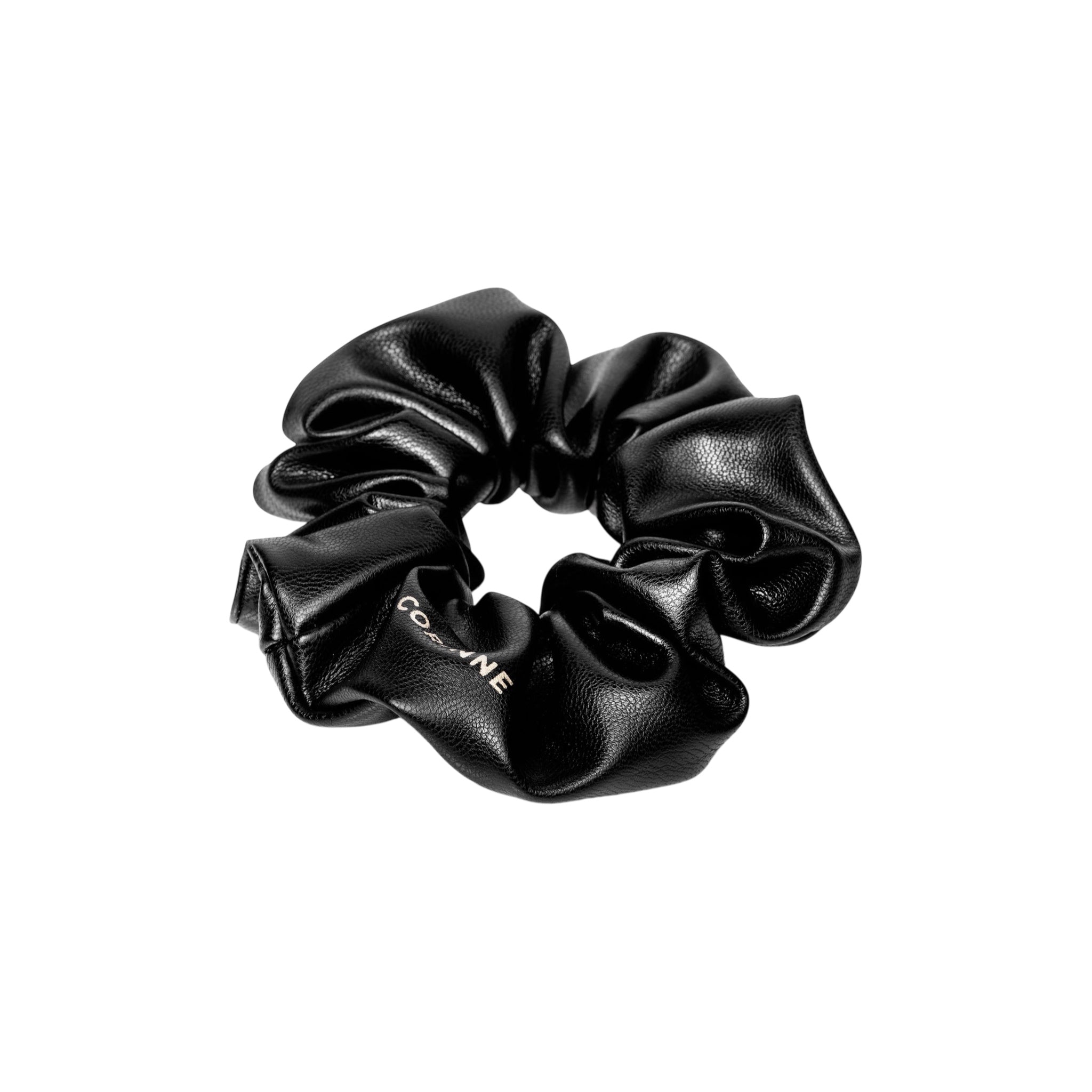 Chouchou en cuir vegan noir