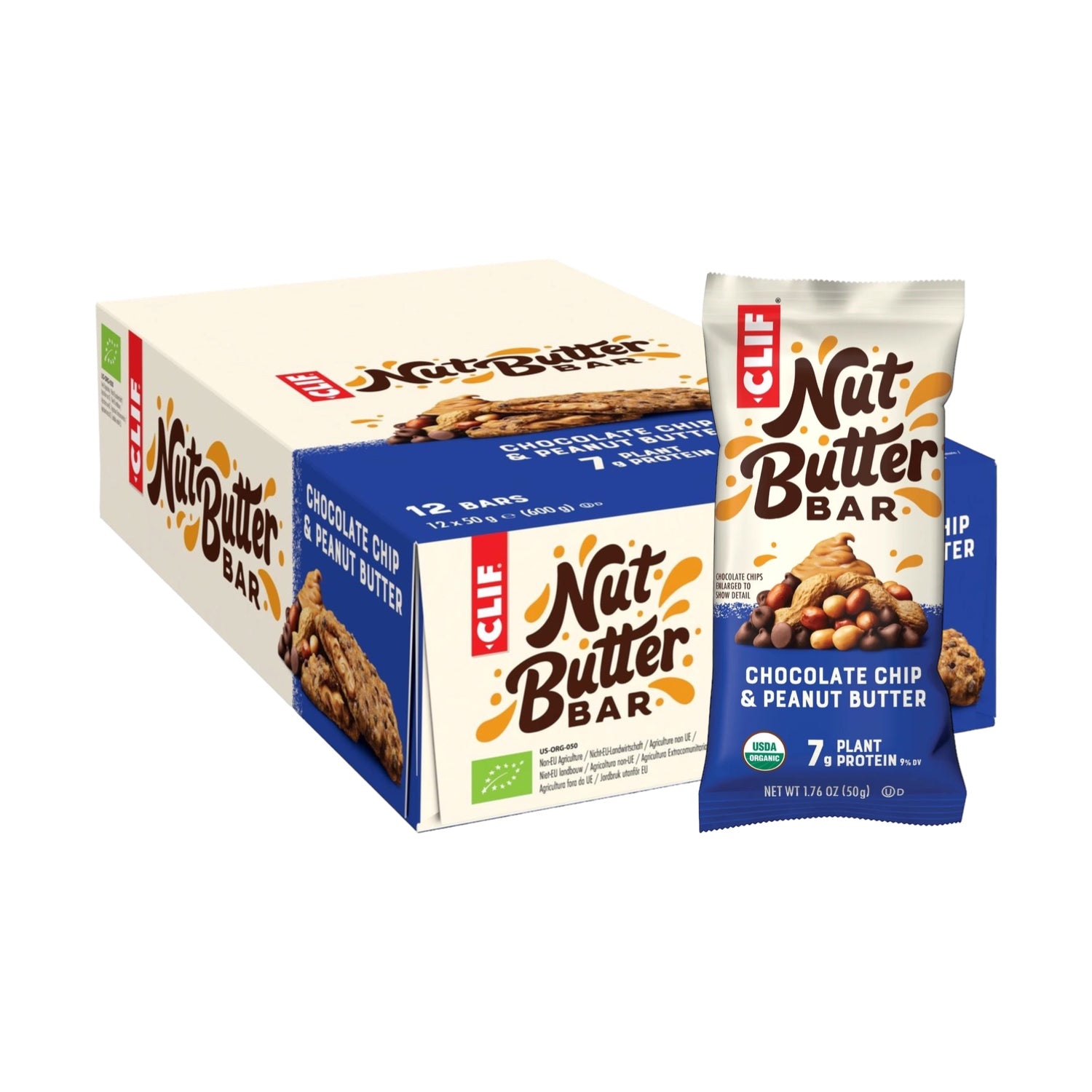 Barre de beurre de noix CLIF Pépites de chocolat et beurre de cacahuète Bio 12 x 50 g