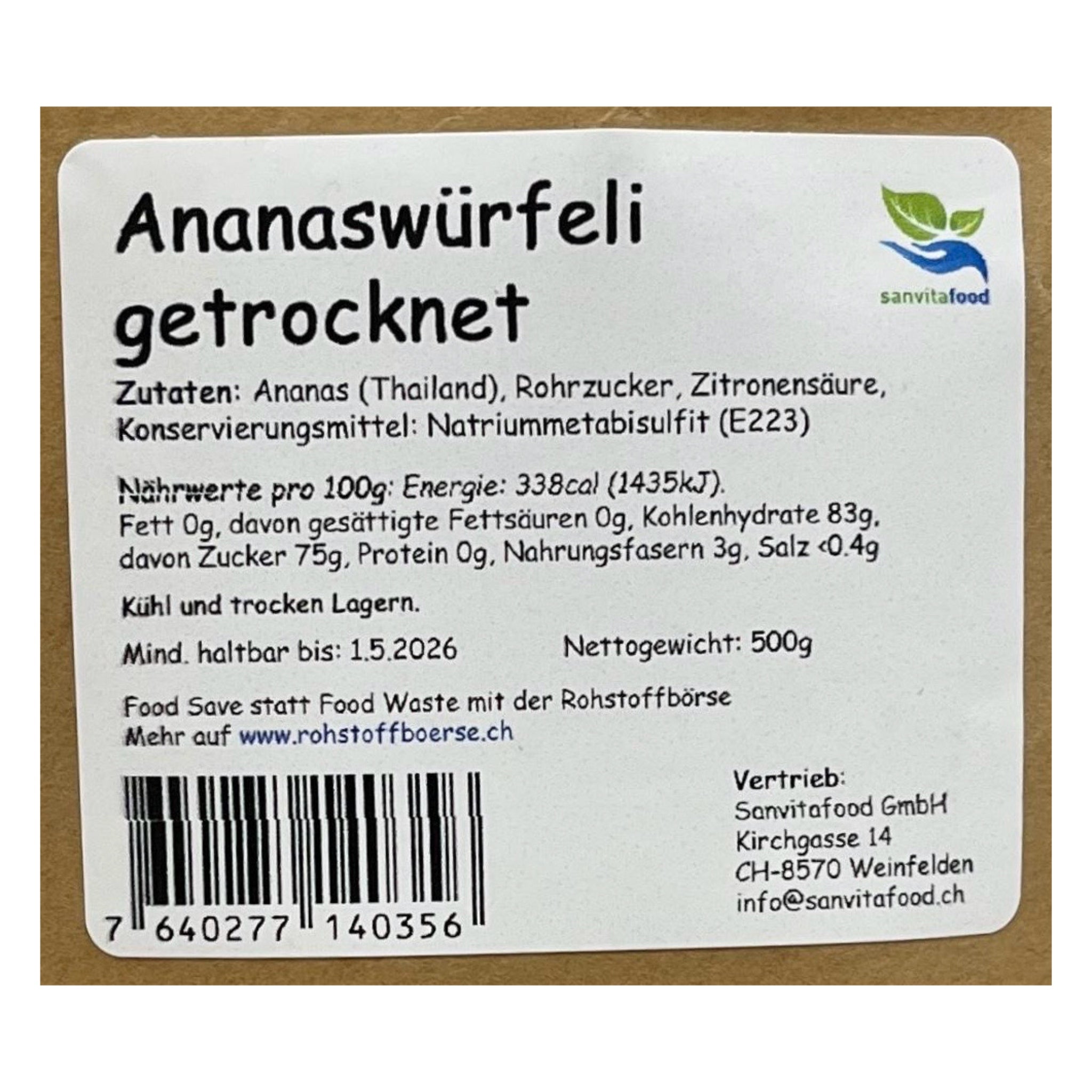 Ananaswürfel Getrocket 500g