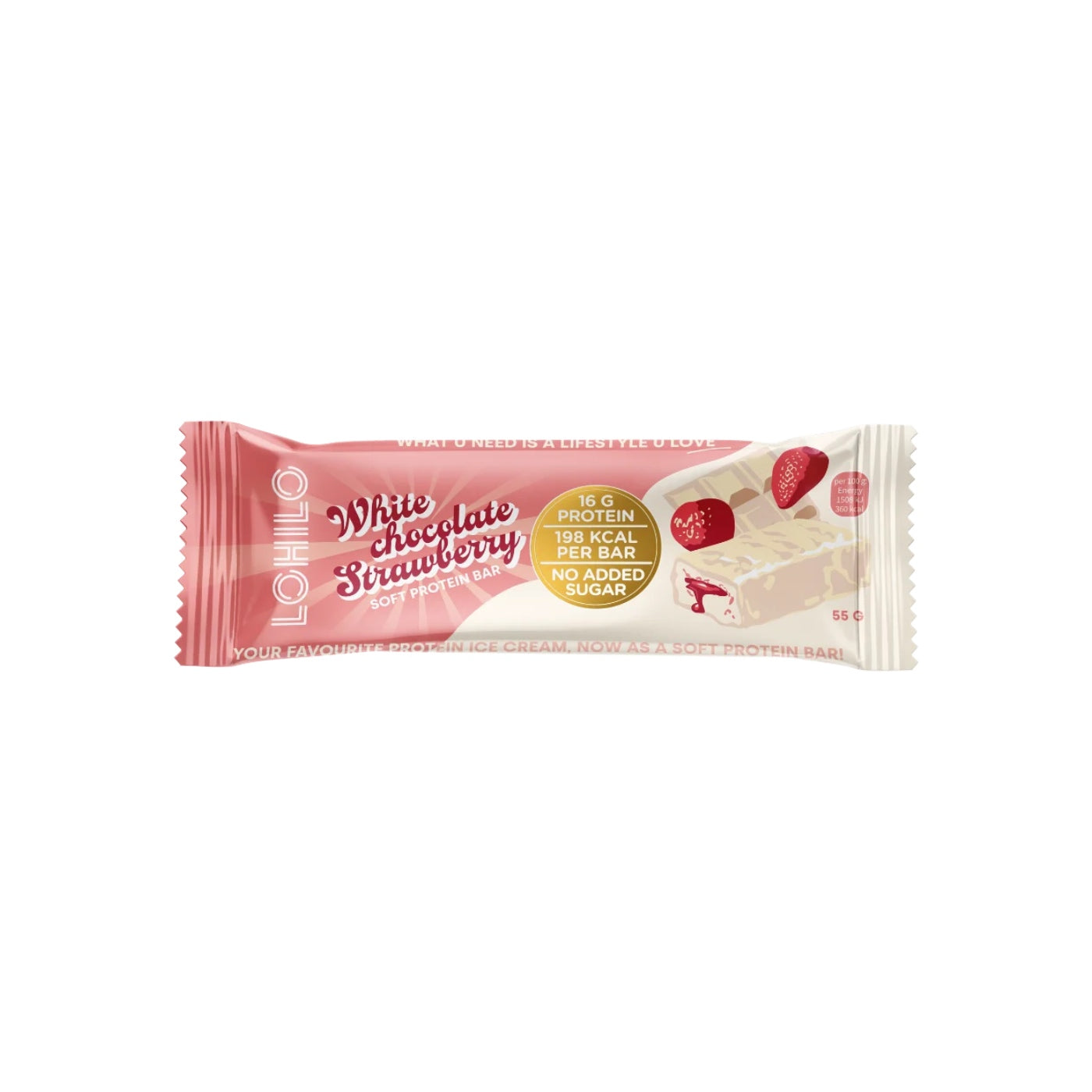 High Protein Riegel Soft Core - White Choc Strawberry 12 x 55g