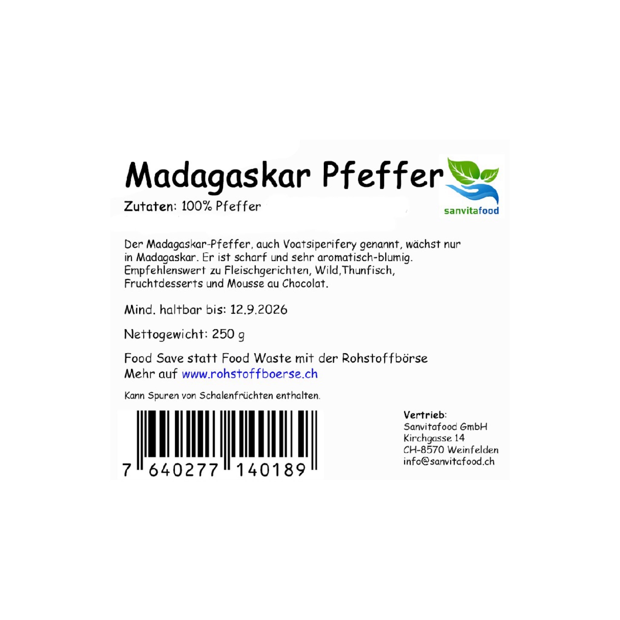 Poivre de Madagascar 250g