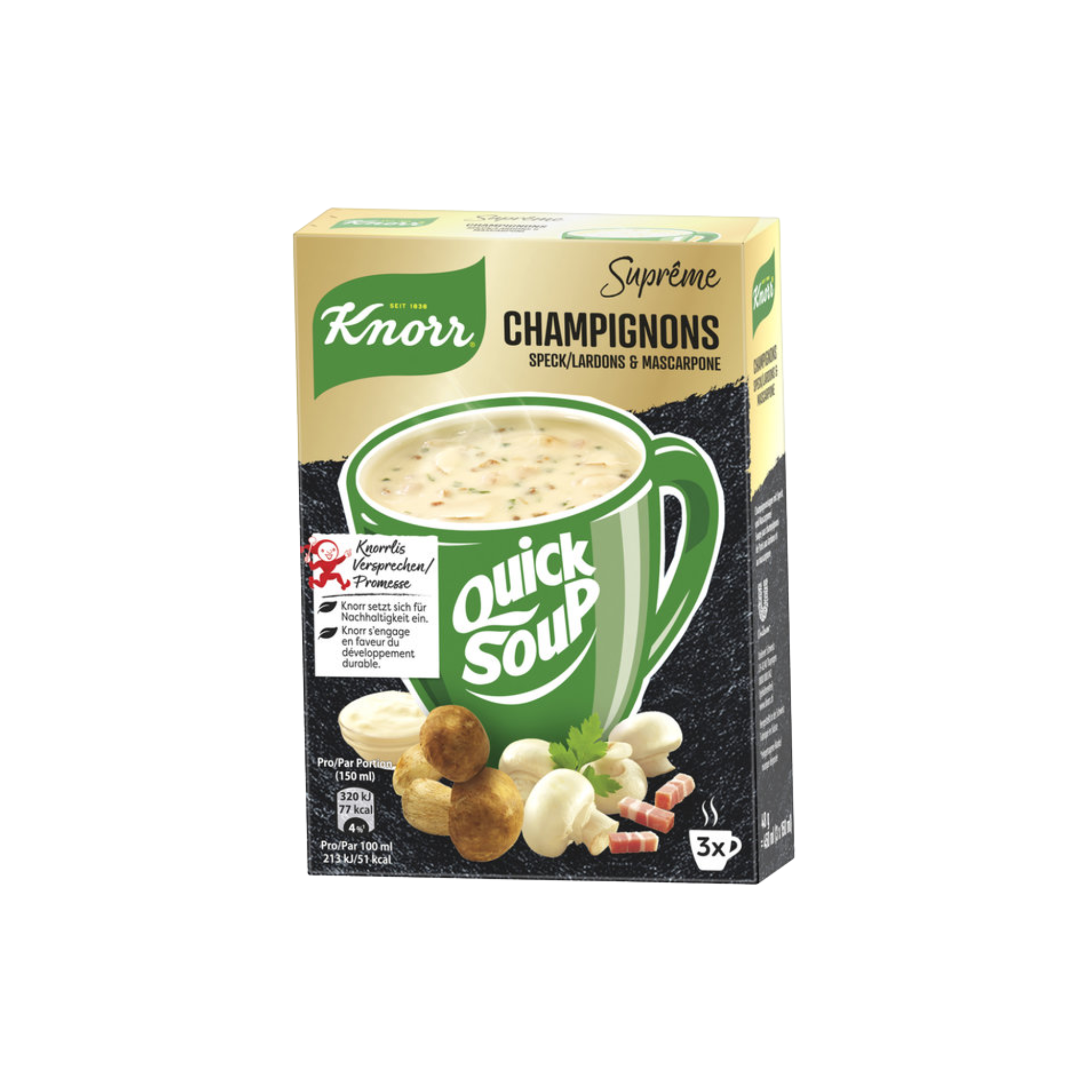 Knorr Suprême Soupe Express Champignons, lot de 3 - 48g
