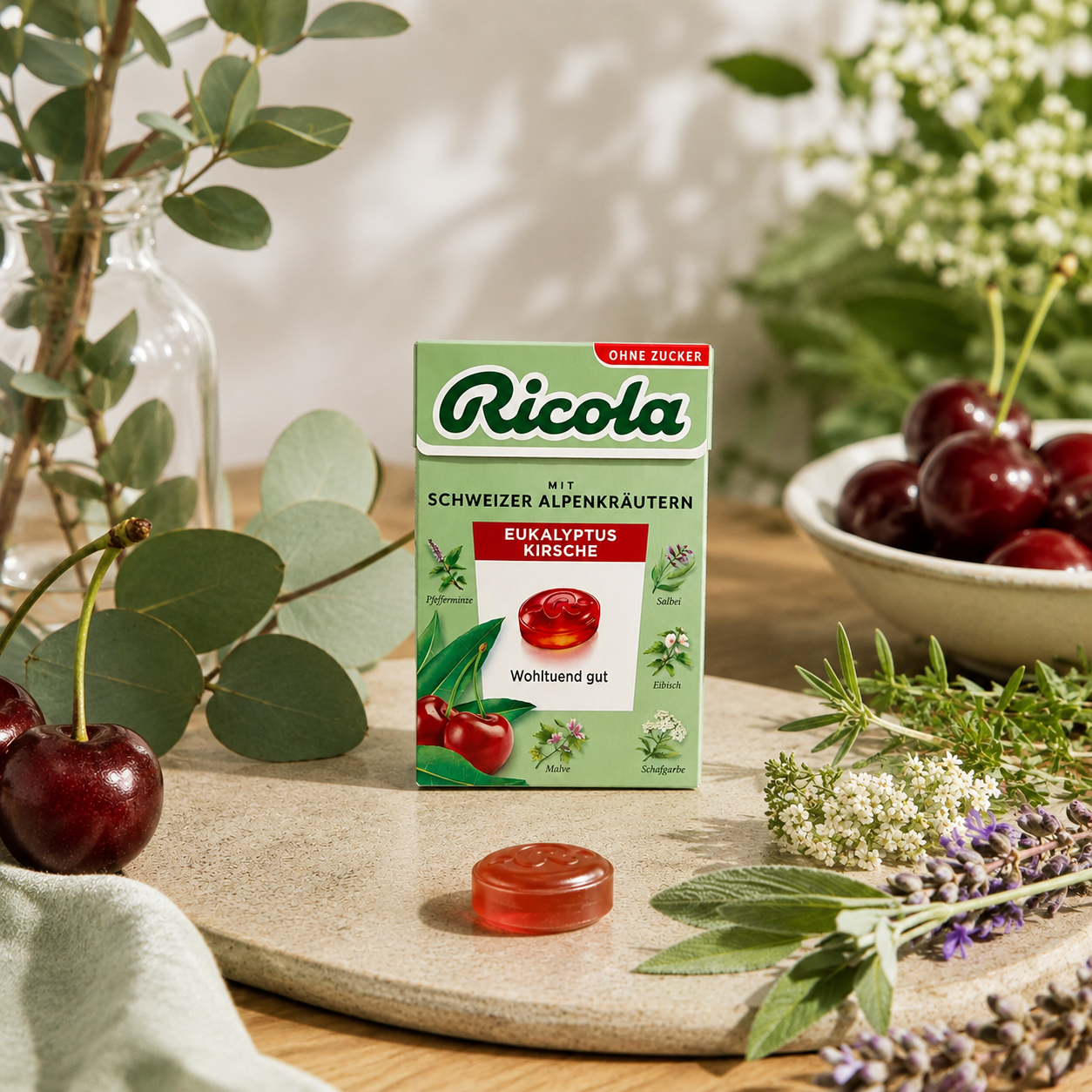 Ricola Eukalyptus Kirsche - zuckerfrei 20 x 50g