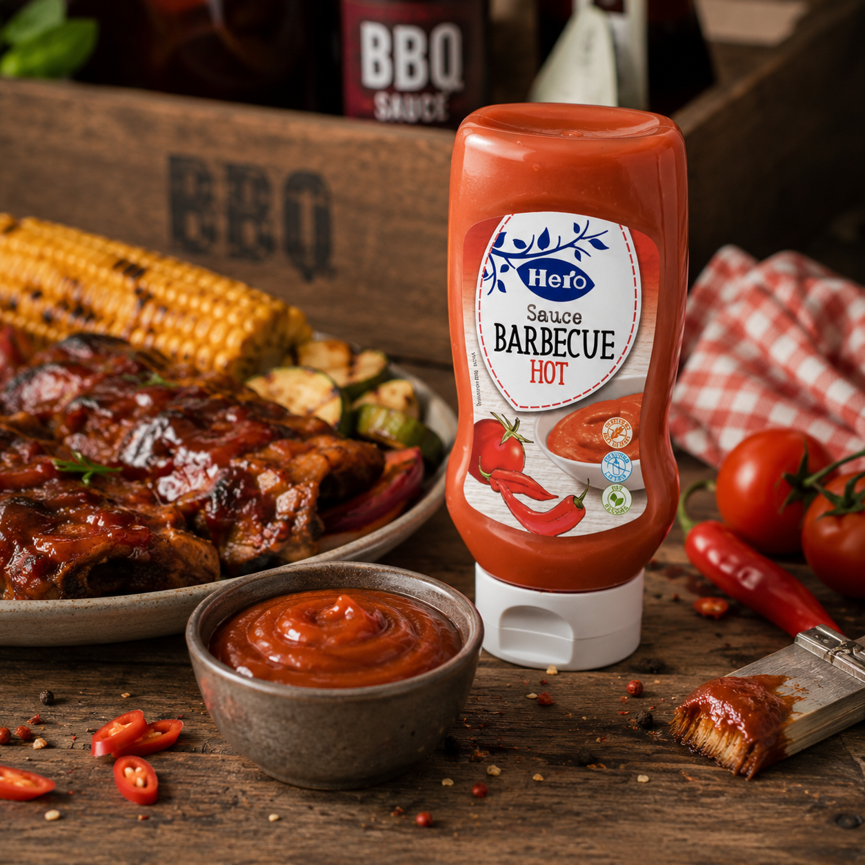 Hero Sauce Barbecue Hot 245g