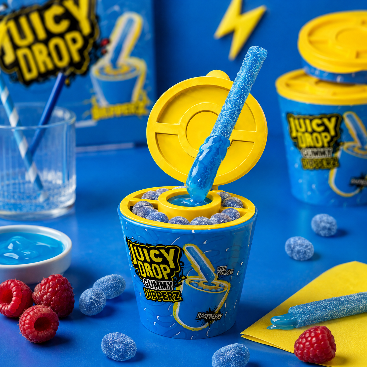 Juicy Drop Gummy Dipperz - Raspberry 96g