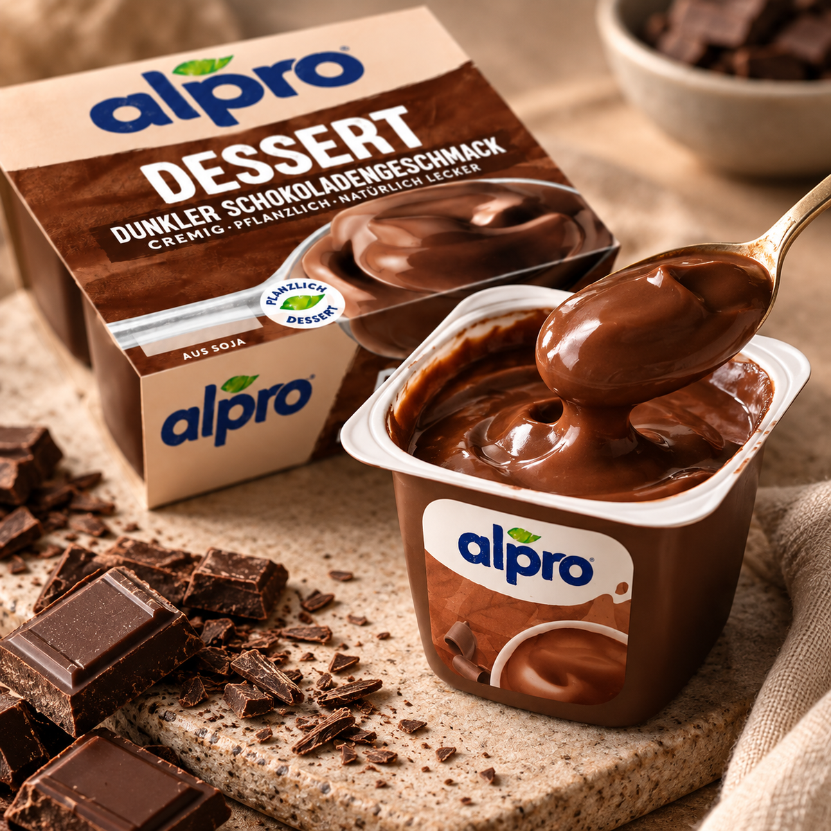 Alpro Soya Dark Chocolate Dessert 4-pack - 500g