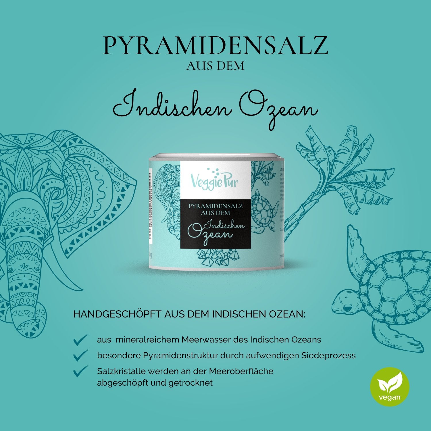 Organic Indian Ocean Pyramid Salt 80g